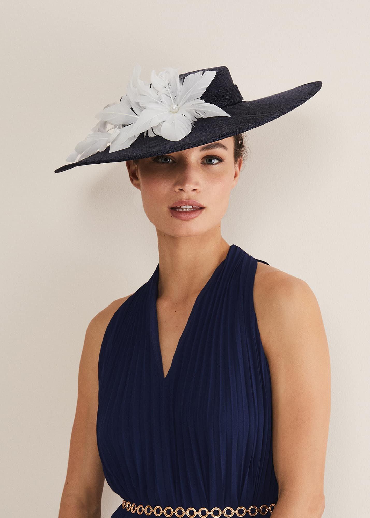 Navy Flower Boater Fascinator