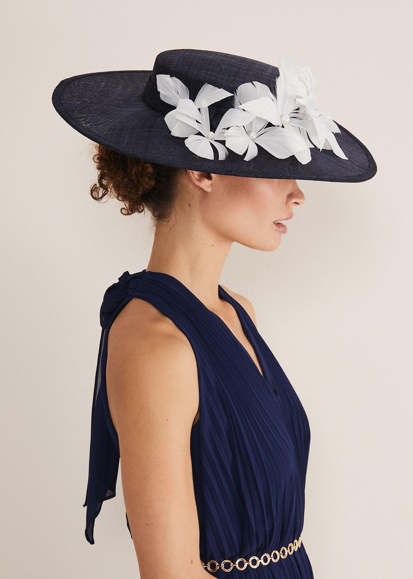 Navy Flower Boater Fascinator
