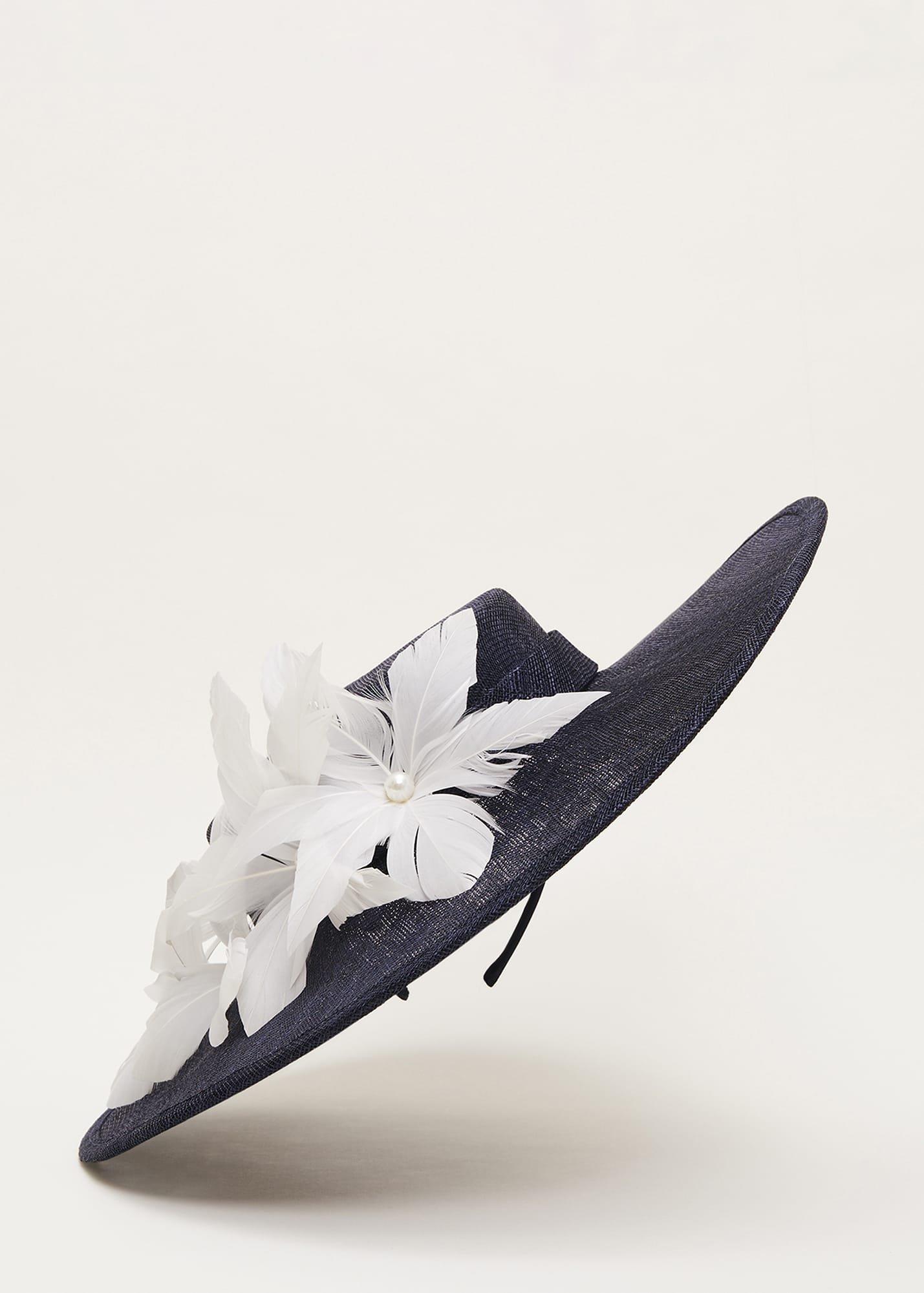Navy Flower Boater Fascinator