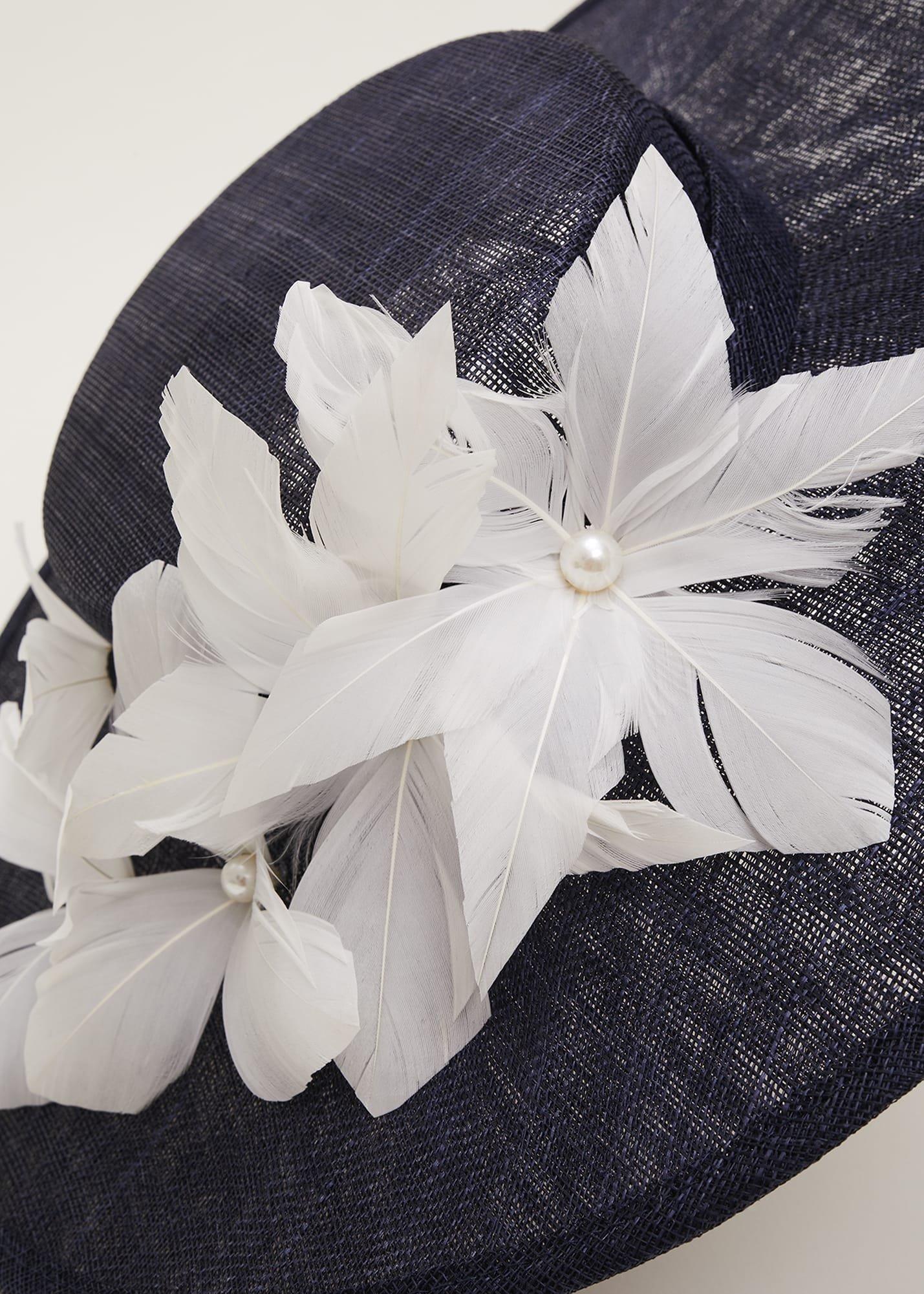 Navy Flower Boater Fascinator