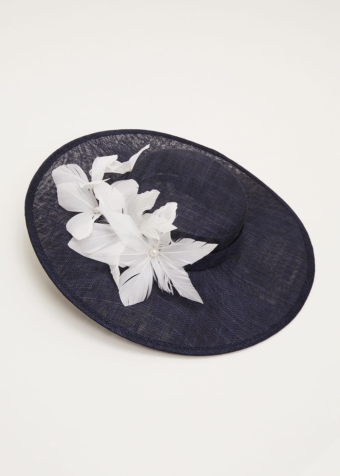 Navy Flower Boater Fascinator