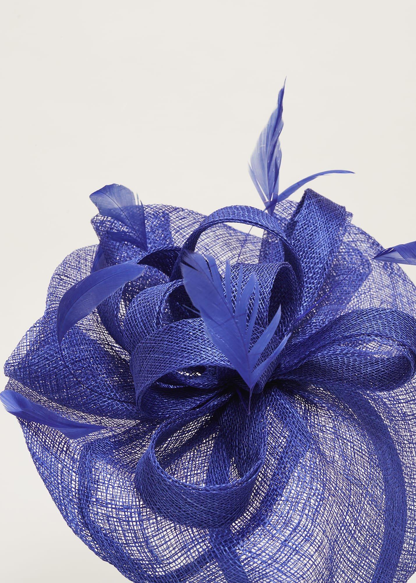 Blue Bow And Feather Fascinator