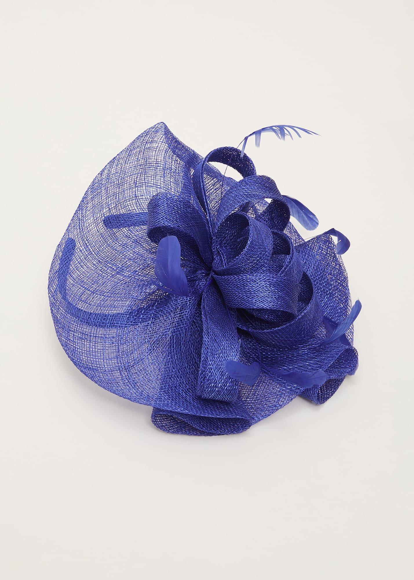 Blue Bow And Feather Fascinator