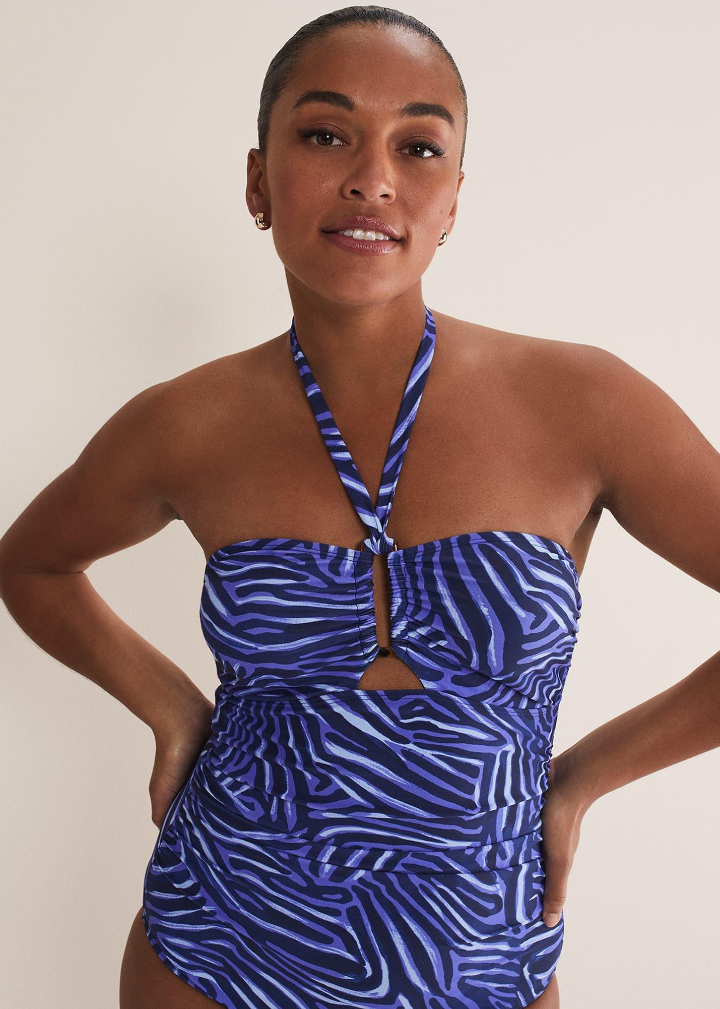 Zebra Print Halterneck Swimsuit