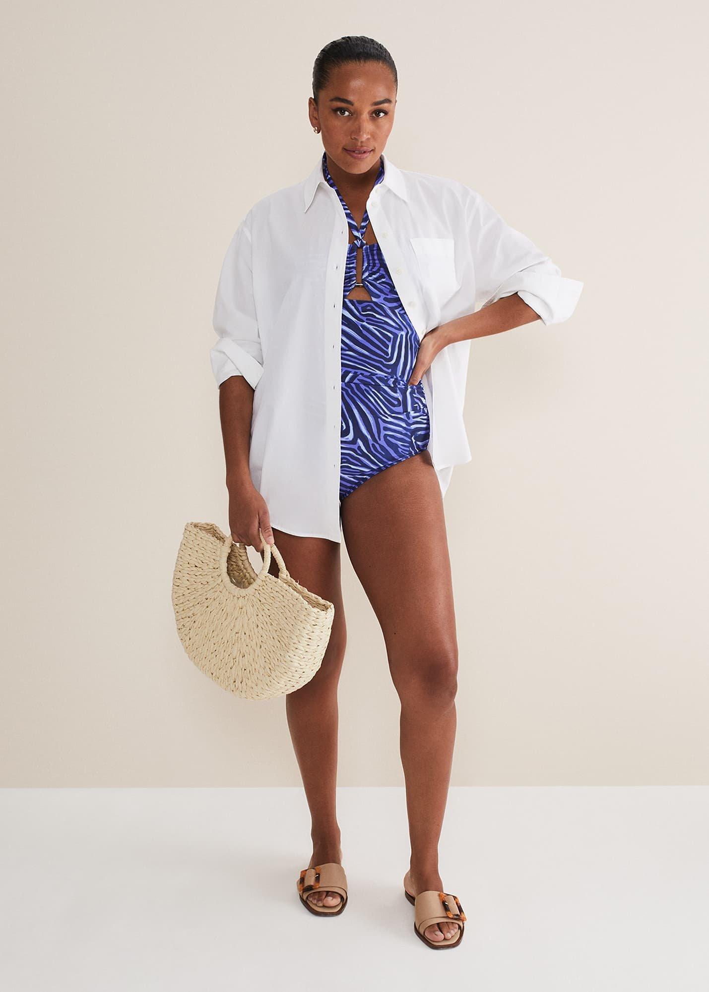Zebra Print Halterneck Swimsuit