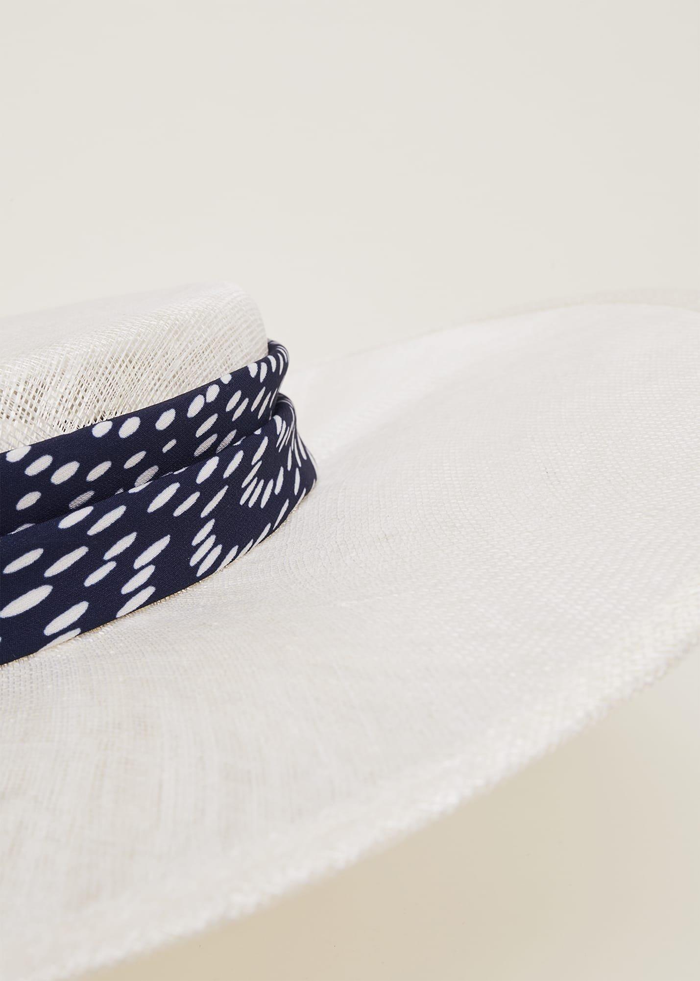 Ivory Spotted Trim Boater Fascinator