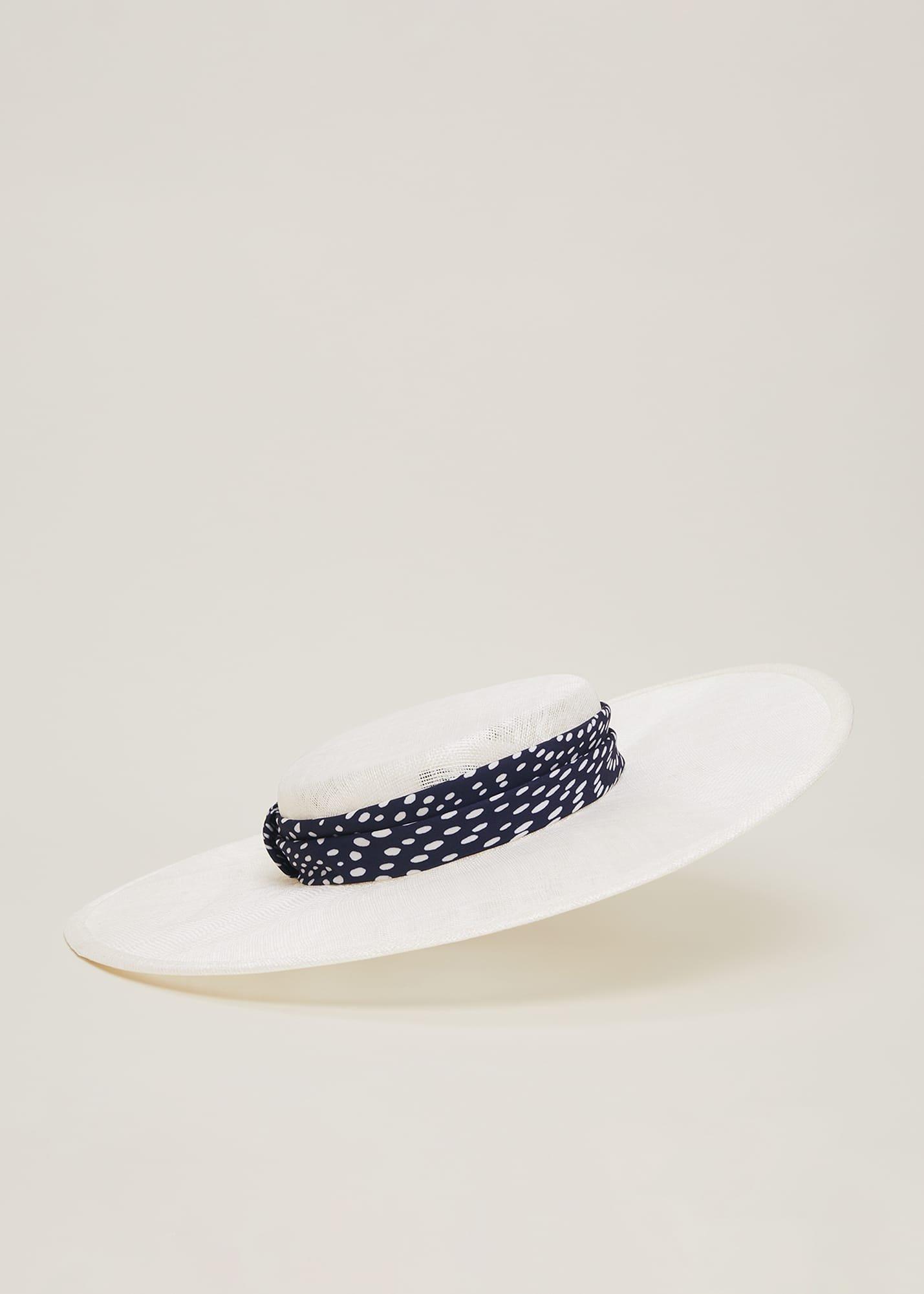 Ivory Spotted Trim Boater Fascinator