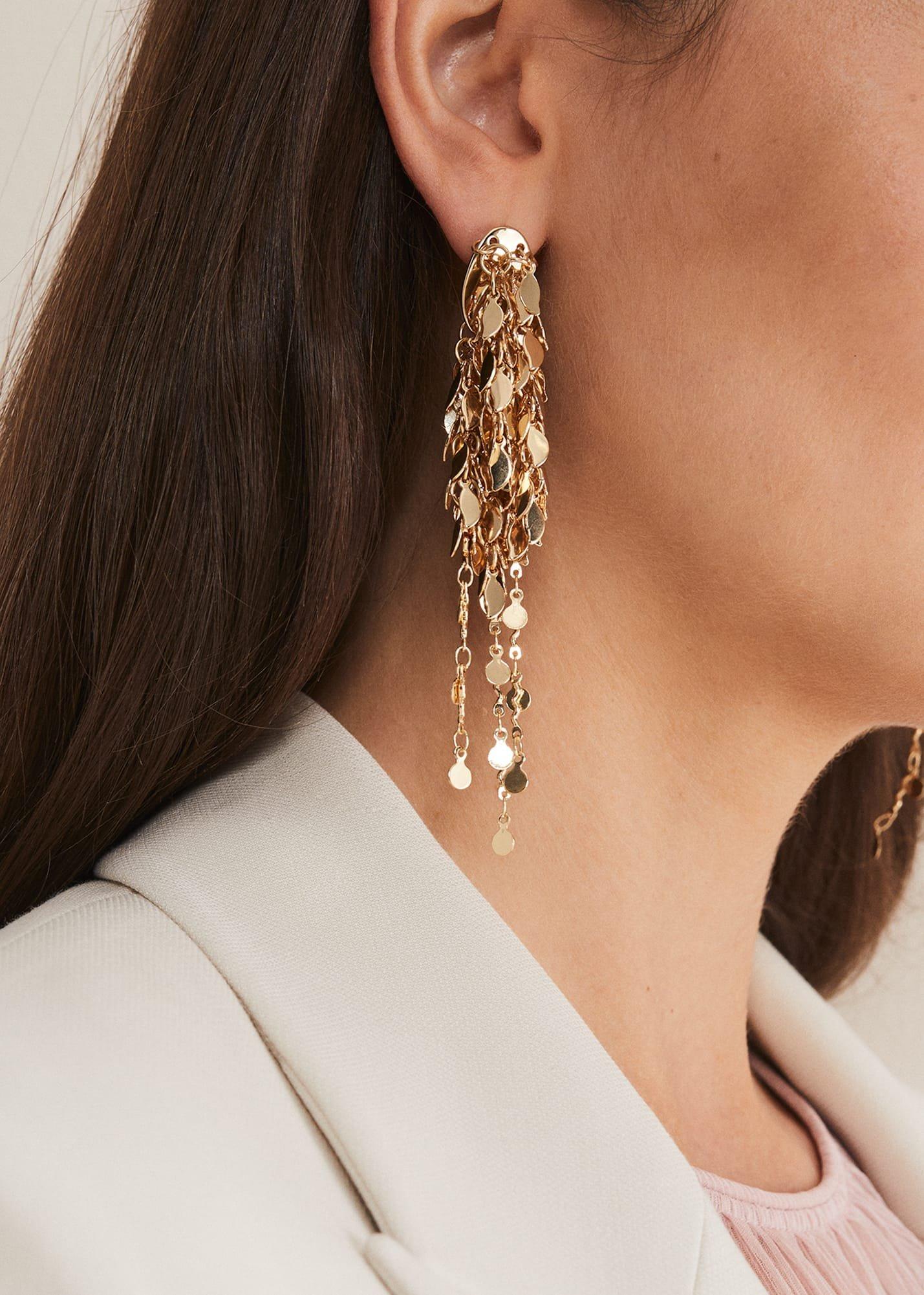 Cluster Leaf Drop Earring