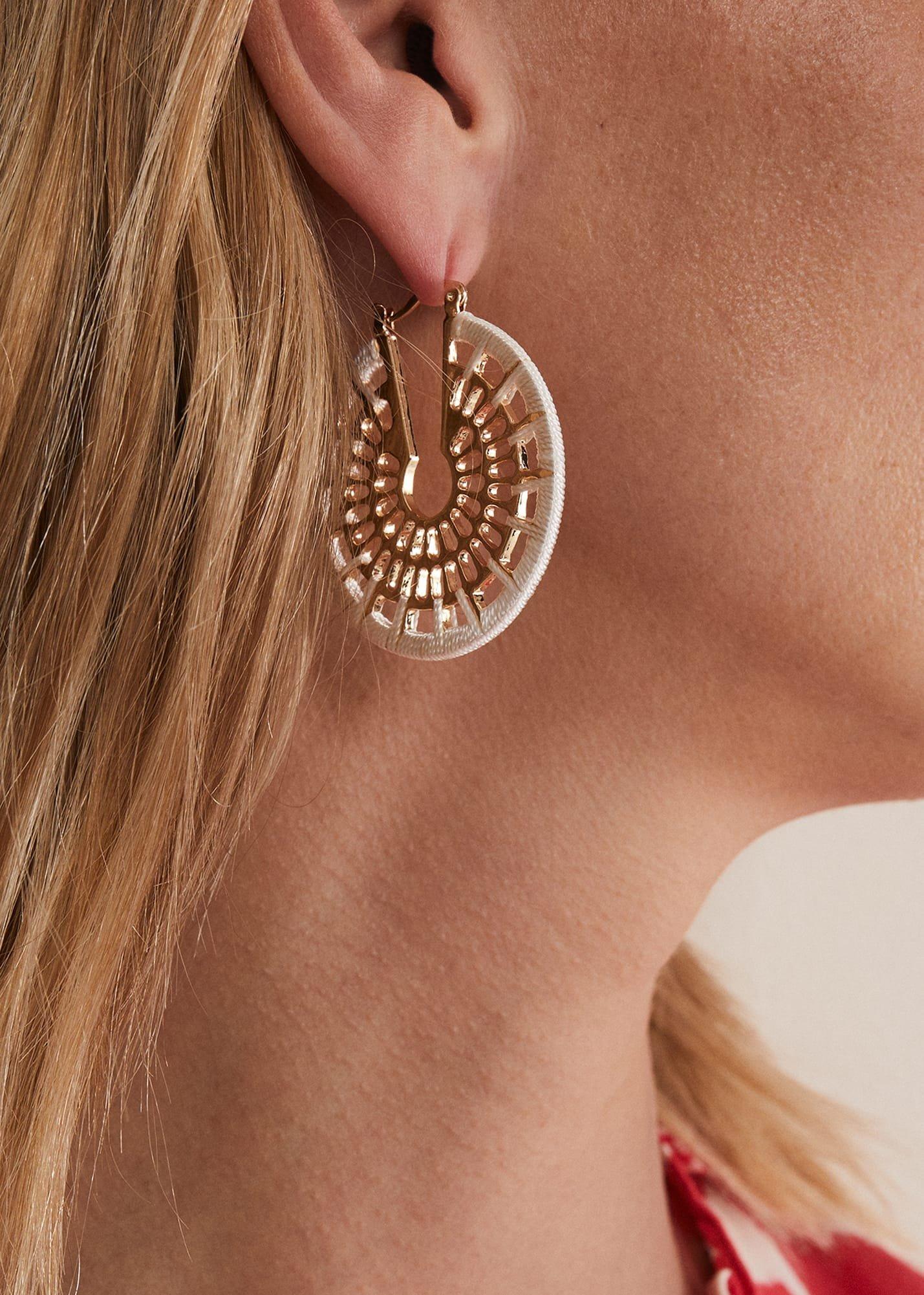 Threaded Gold Hoop Earrings