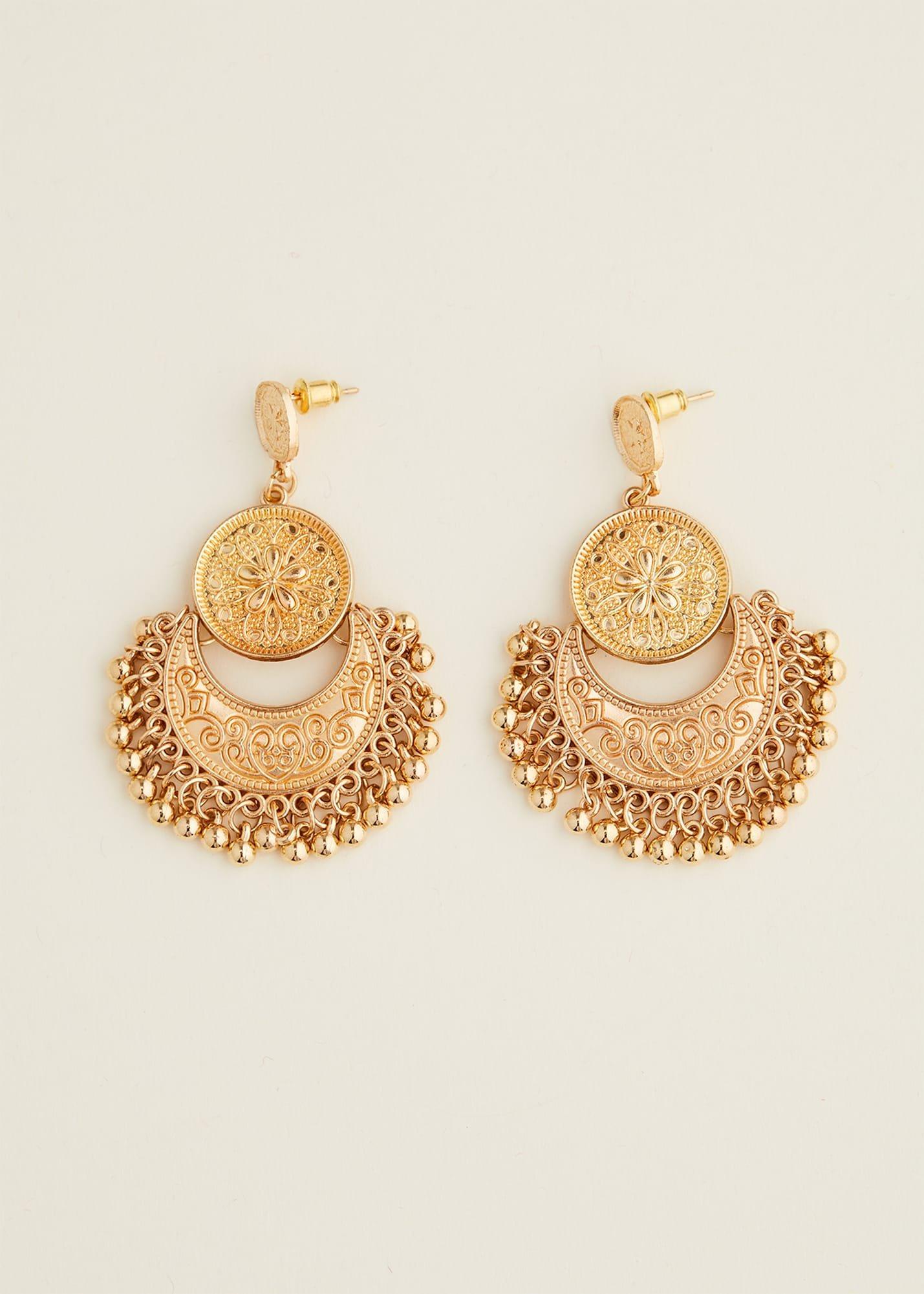 Gold Circle Drop Earrings
