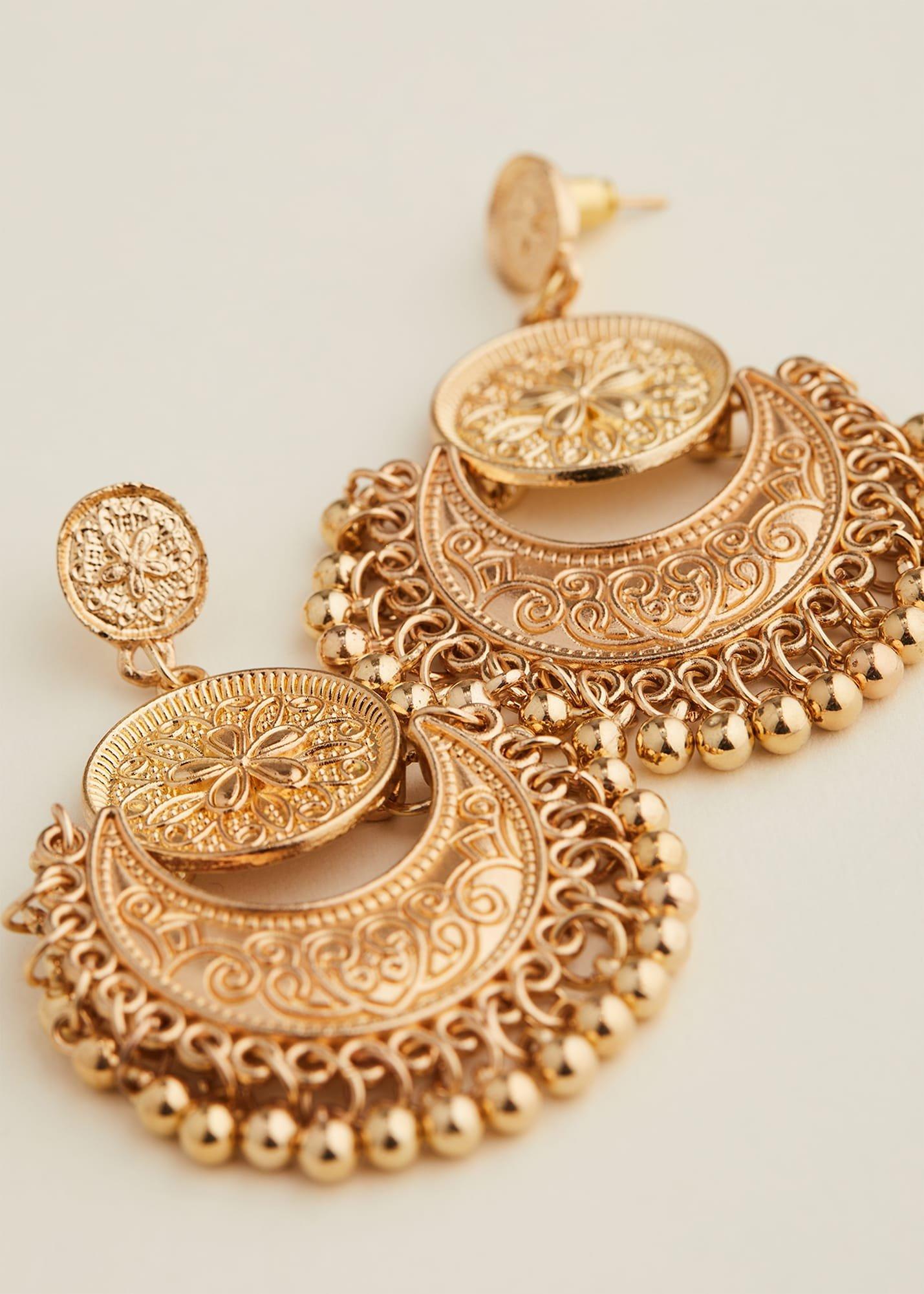 Gold Circle Drop Earrings