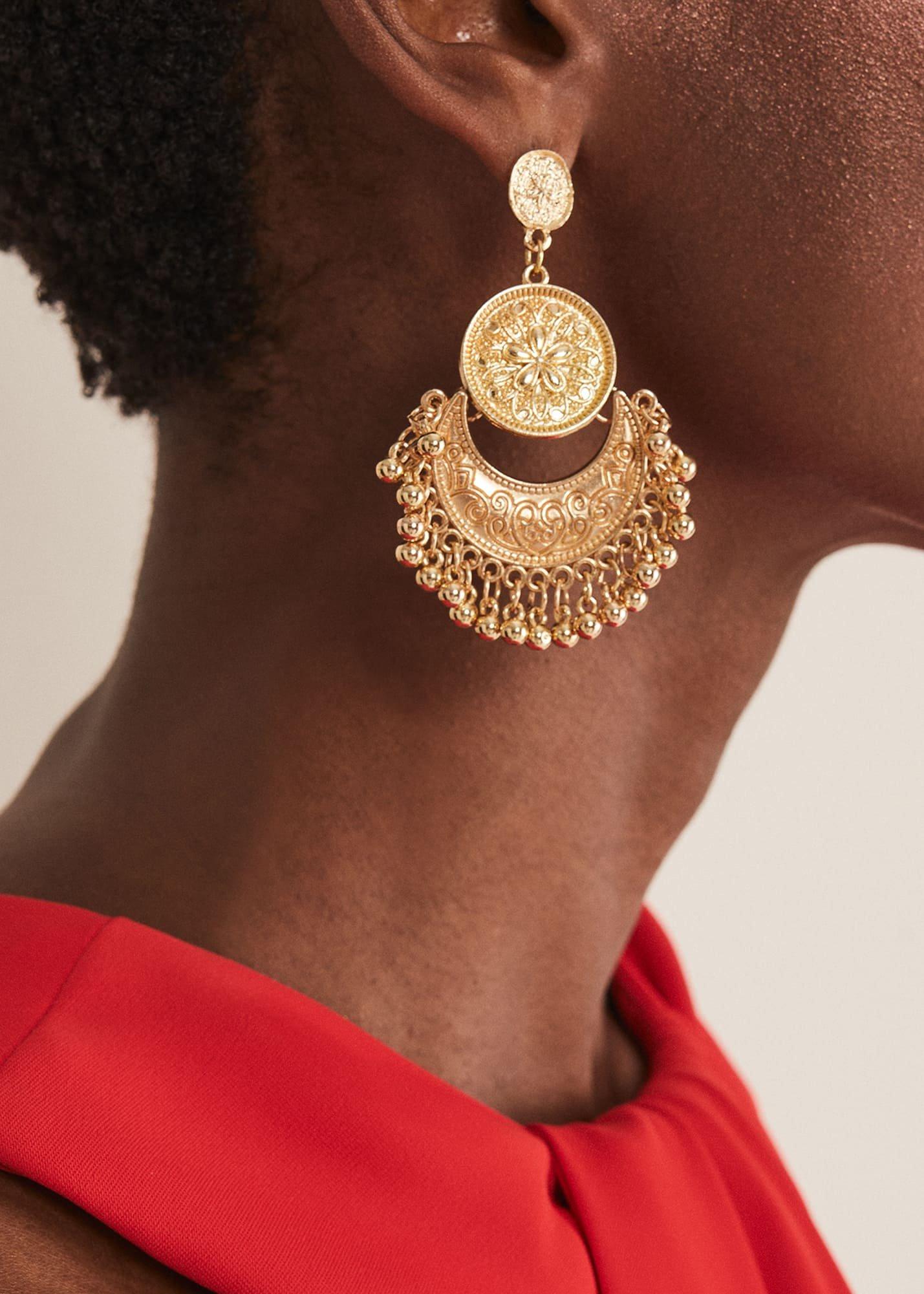 Gold Circle Drop Earrings