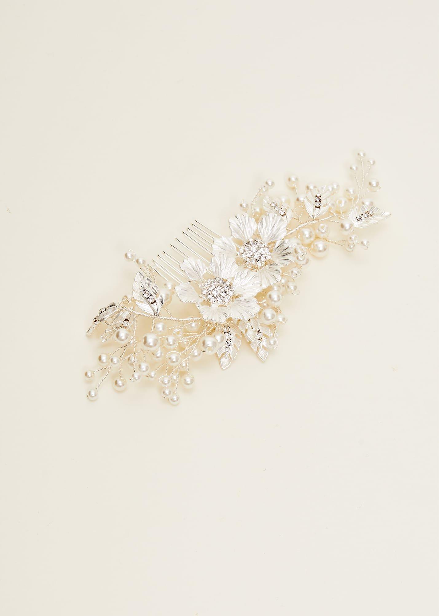 Pearl And Flower Hair Comb