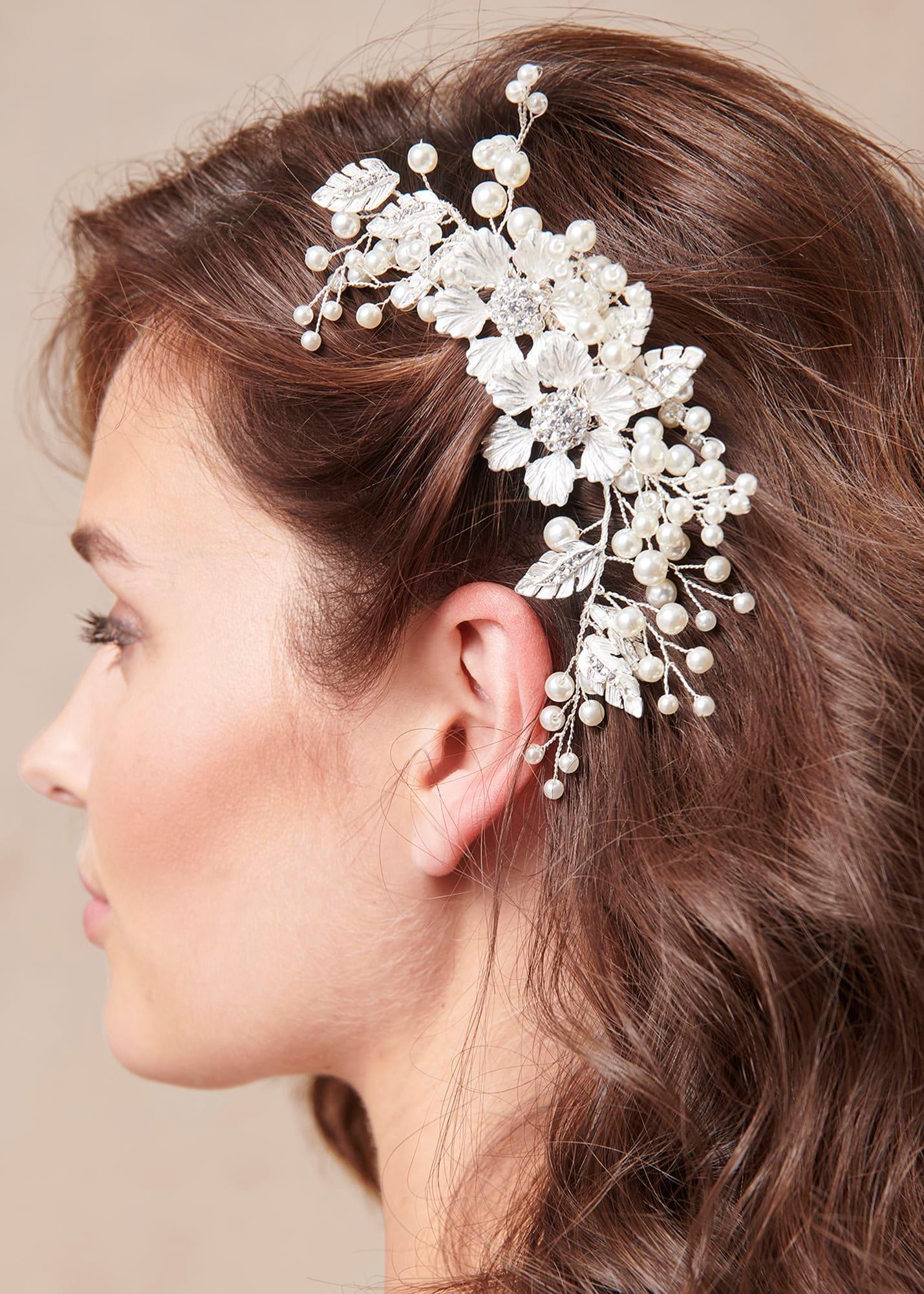 Pearl And Flower Hair Comb