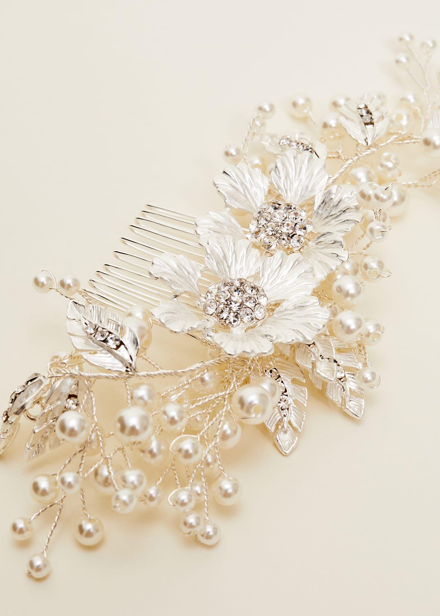 Pearl And Flower Hair Comb