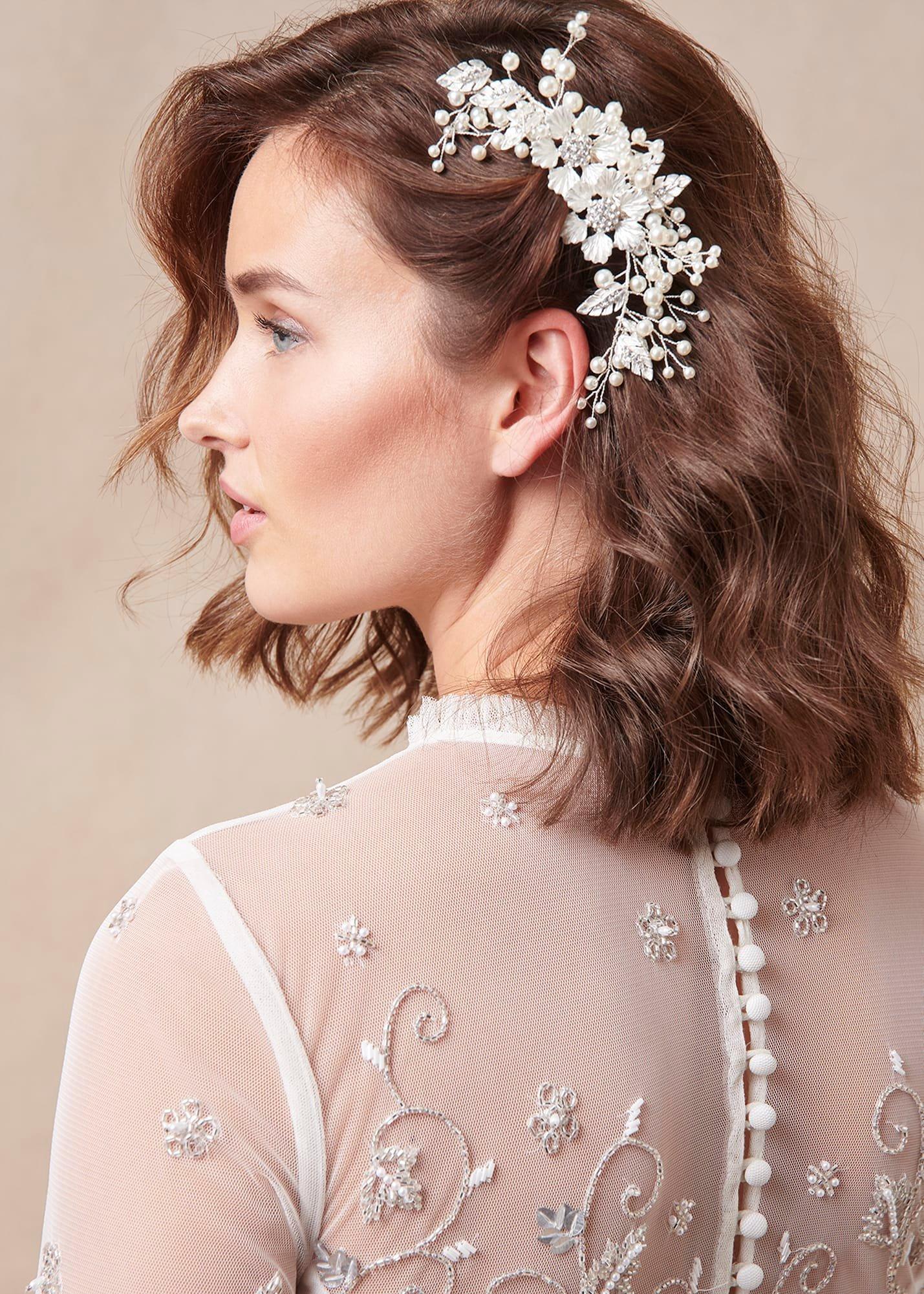 Pearl And Flower Hair Comb