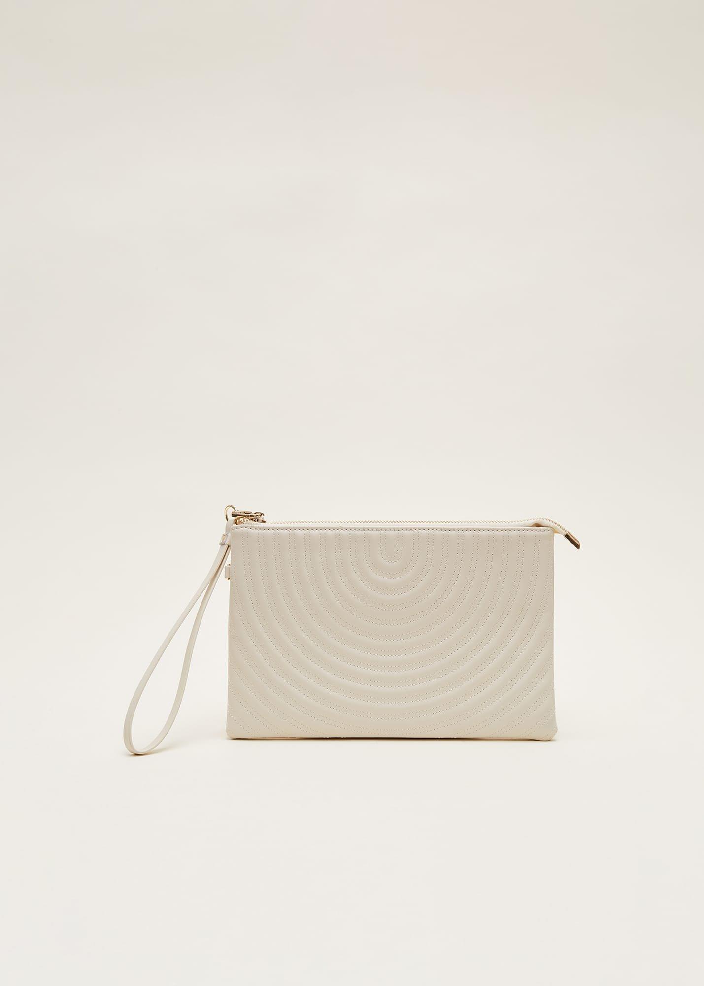 Cream Leather Clutch Bag