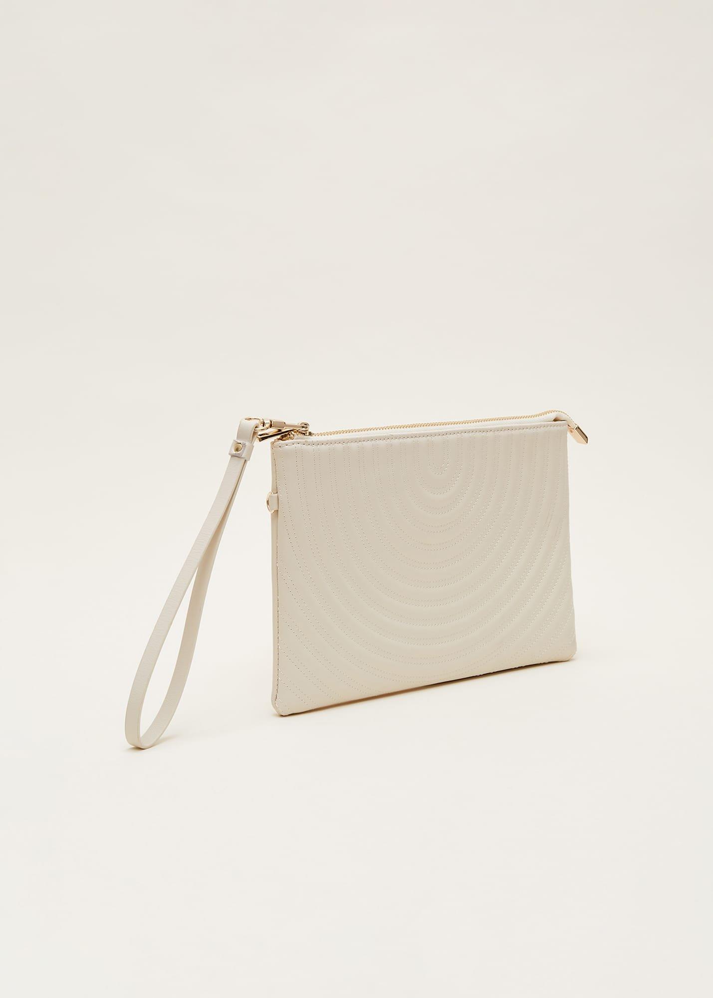 Cream Leather Clutch Bag