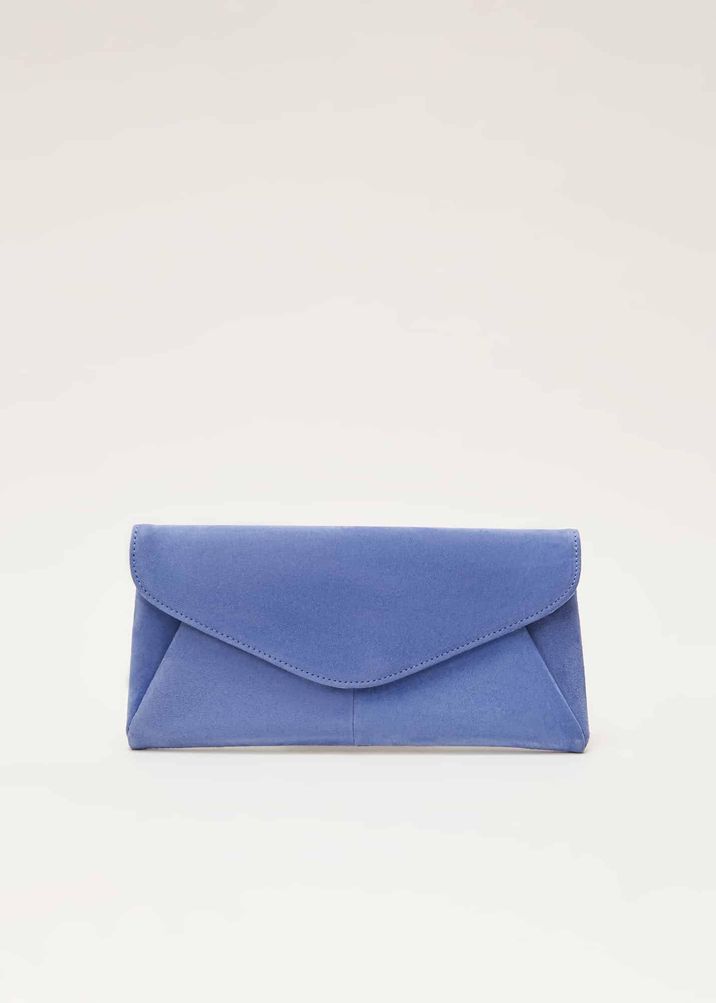 Wendie Blue Suede Clutch Bag