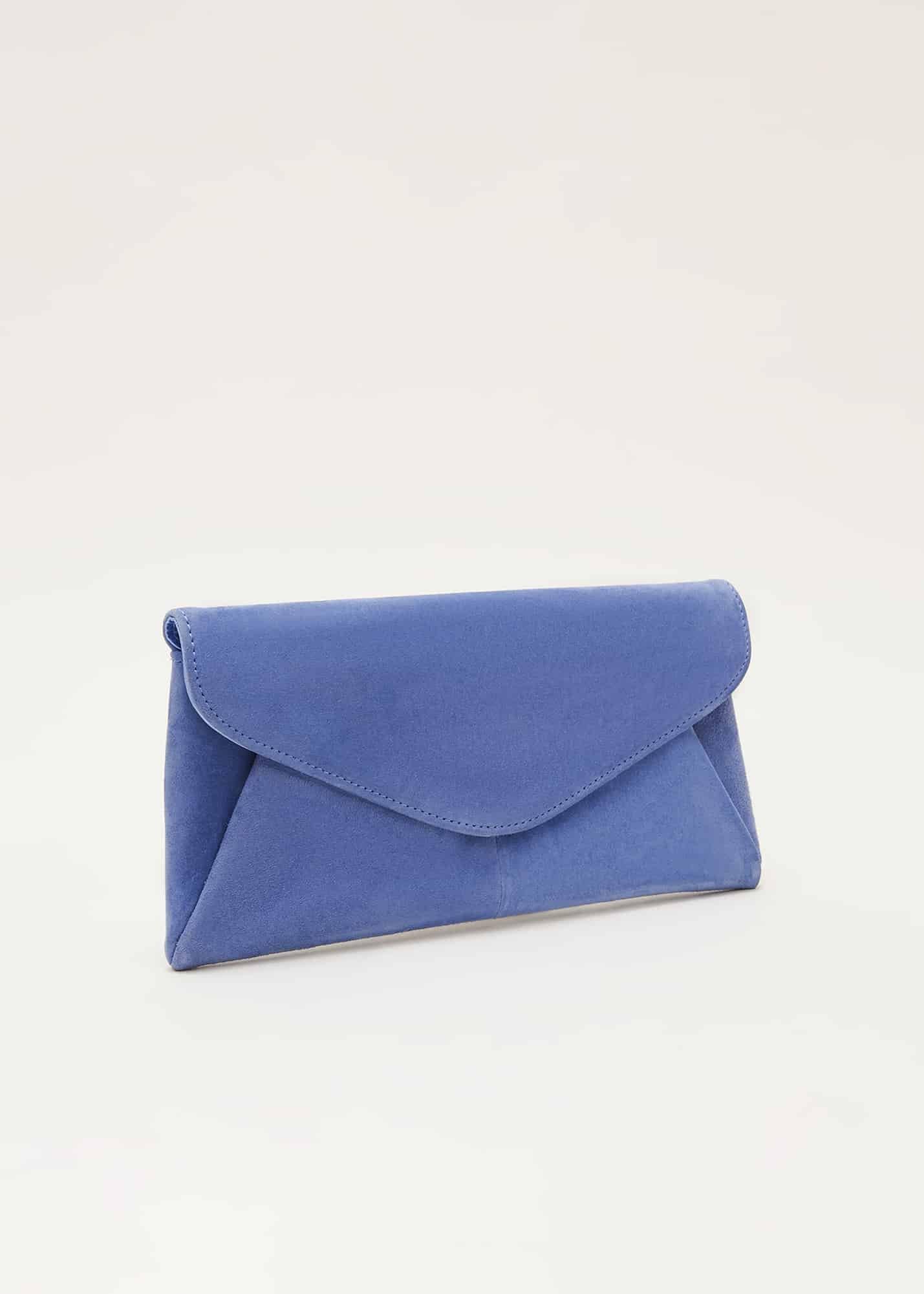 Wendie Blue Suede Clutch Bag