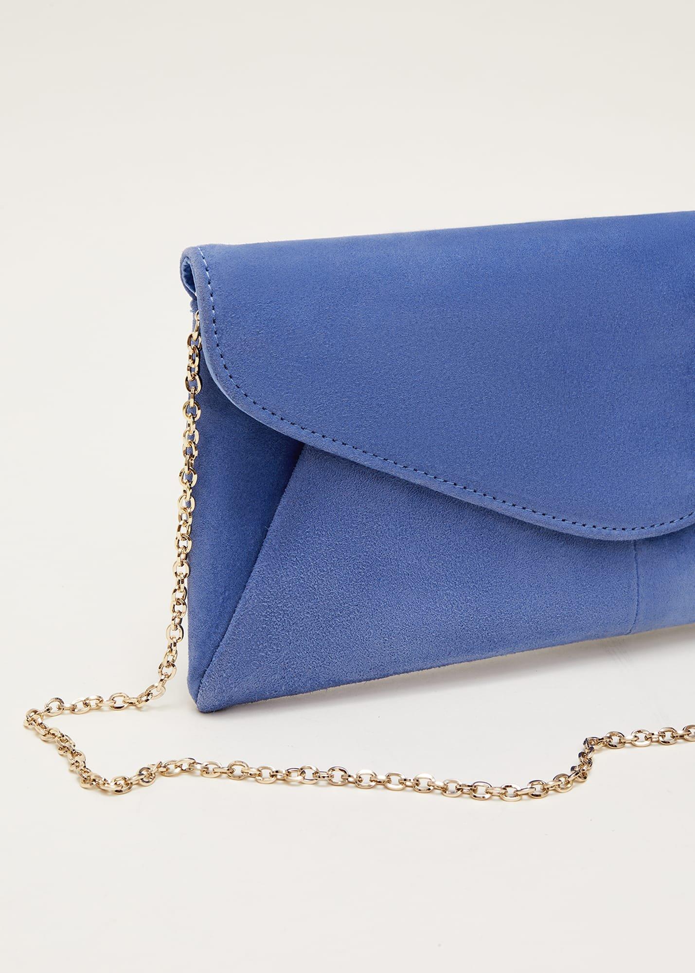 Wendie Blue Suede Clutch Bag