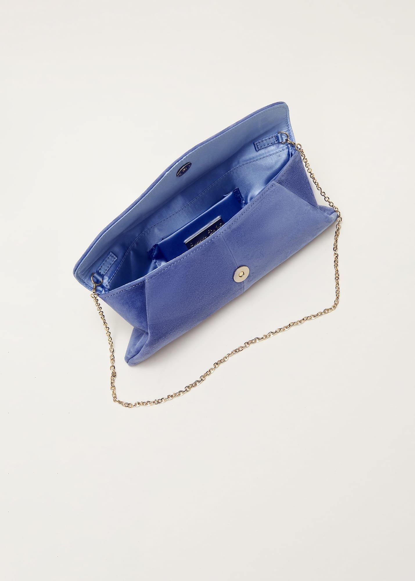 Wendie Blue Suede Clutch Bag