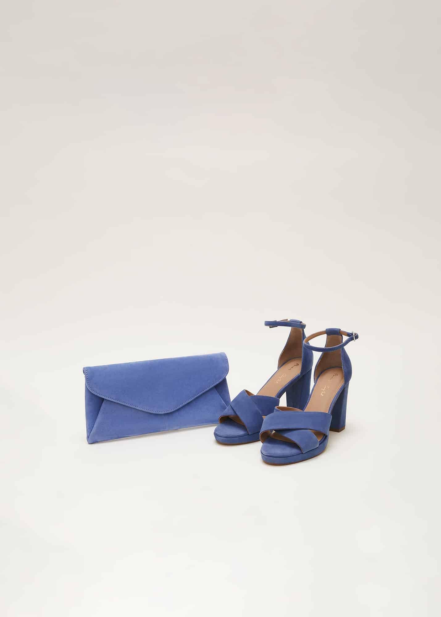 Wendie Blue Suede Clutch Bag