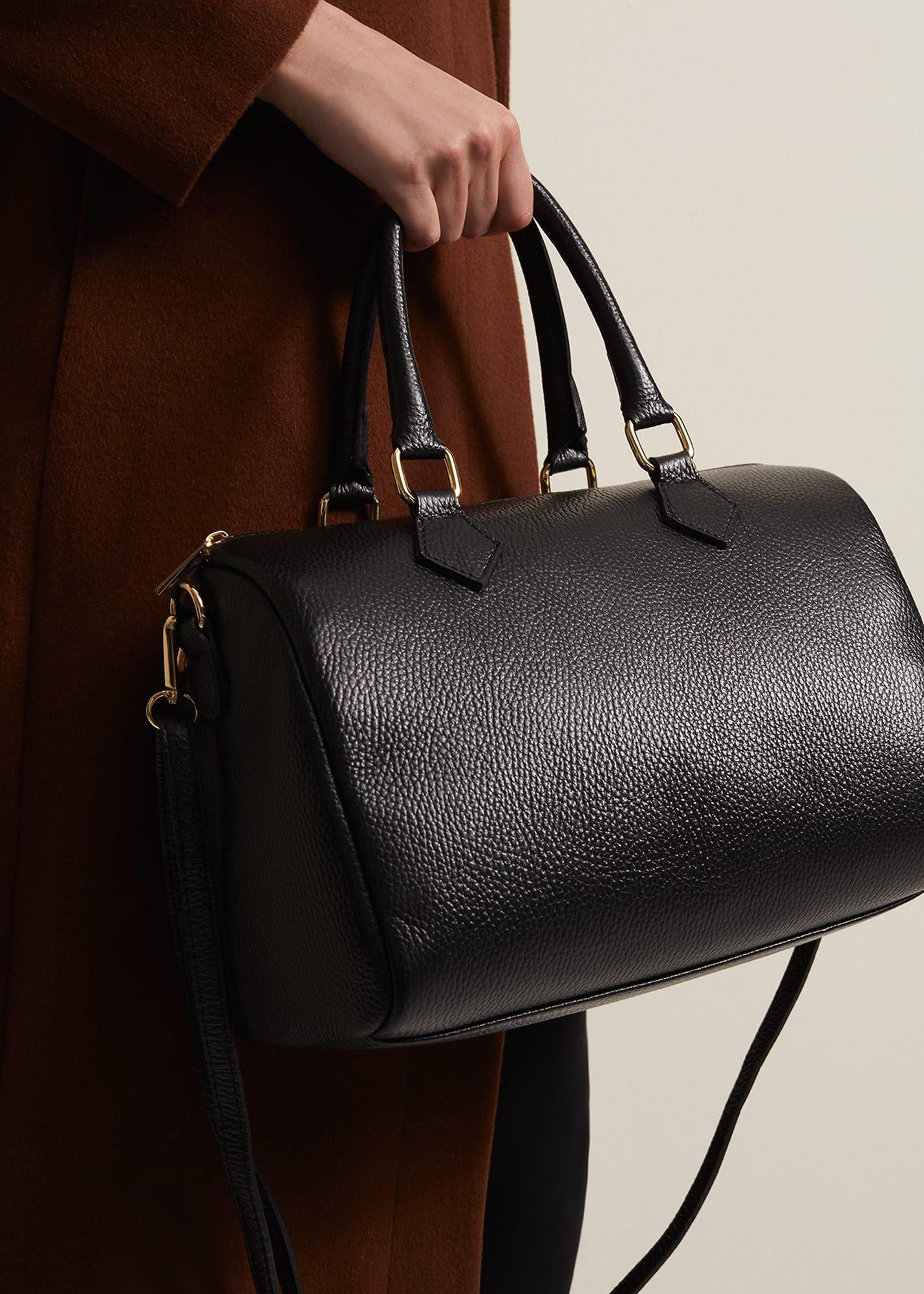 Black Leather Bowling Bag