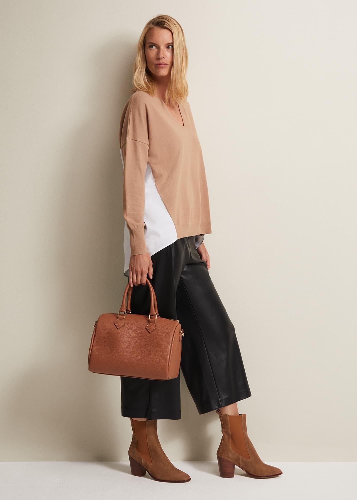 Brown Leather Bowling Bag