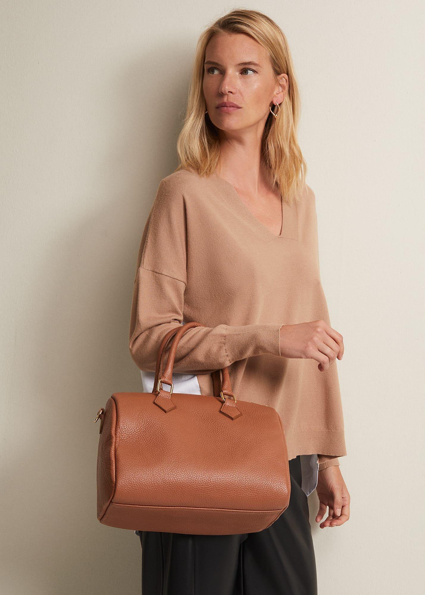 Brown Leather Bowling Bag