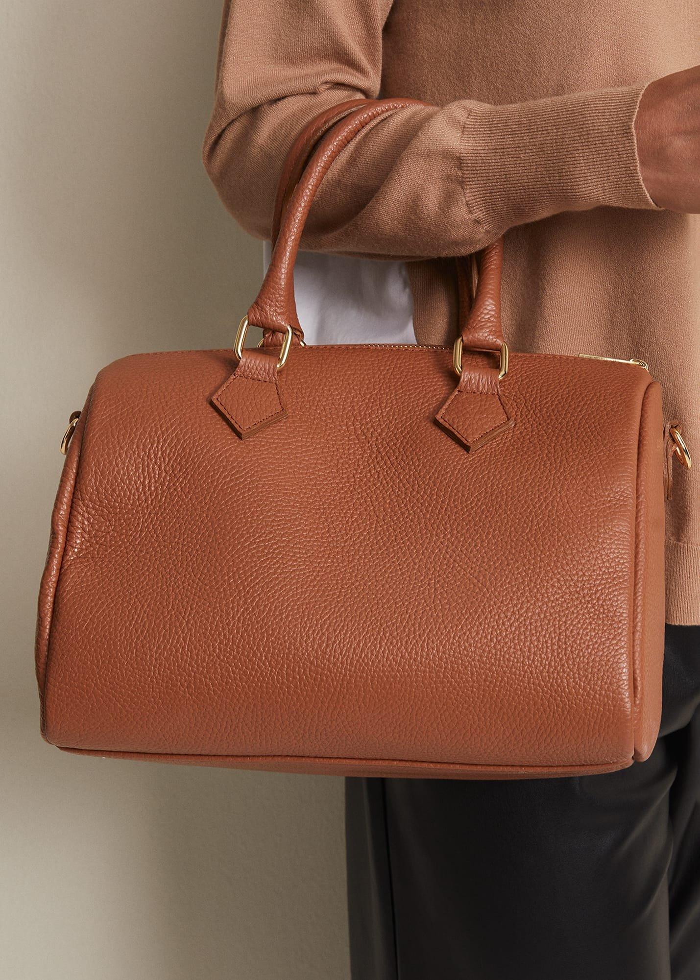 Brown Leather Bowling Bag