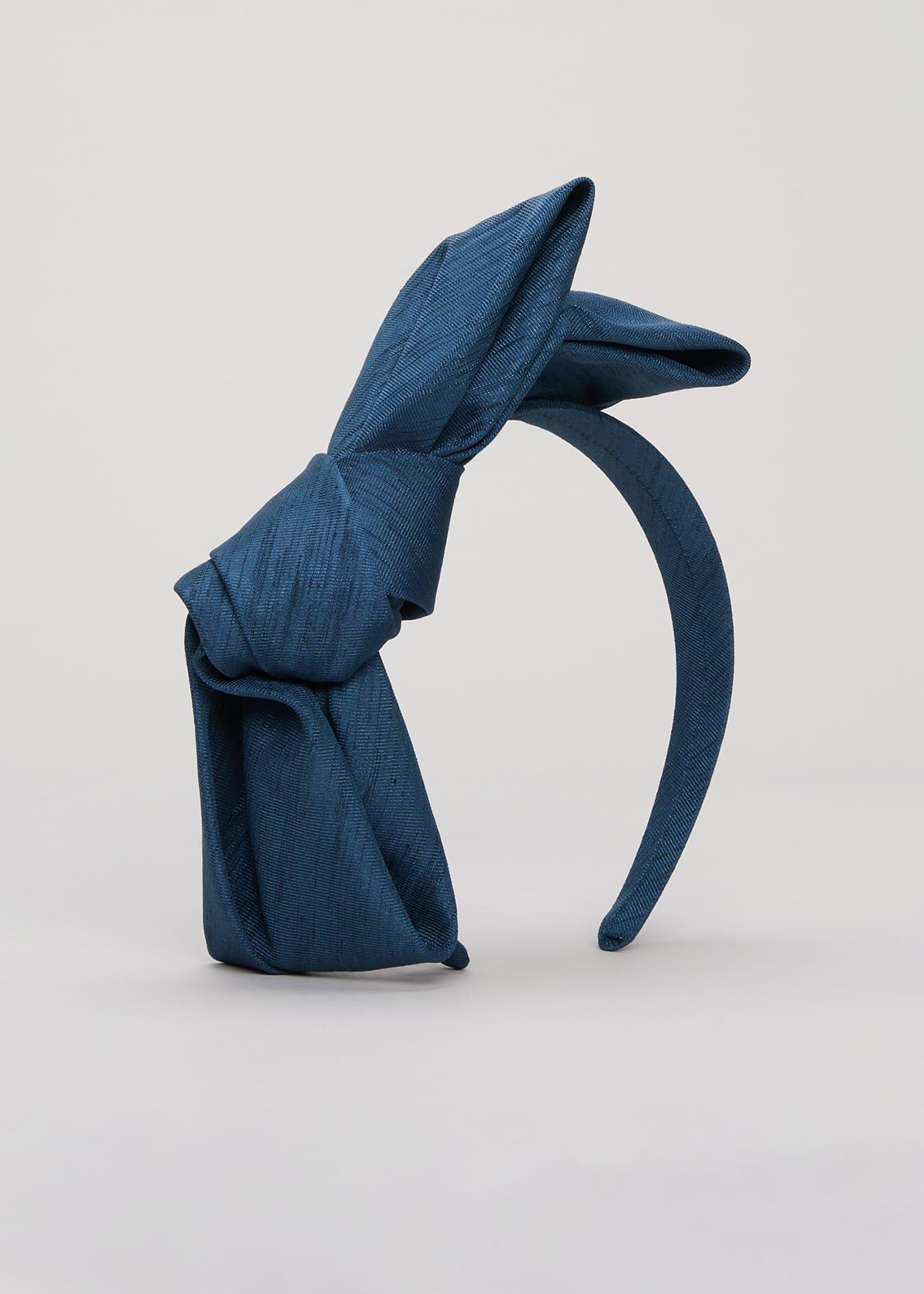 Blue Silk Bow Headband