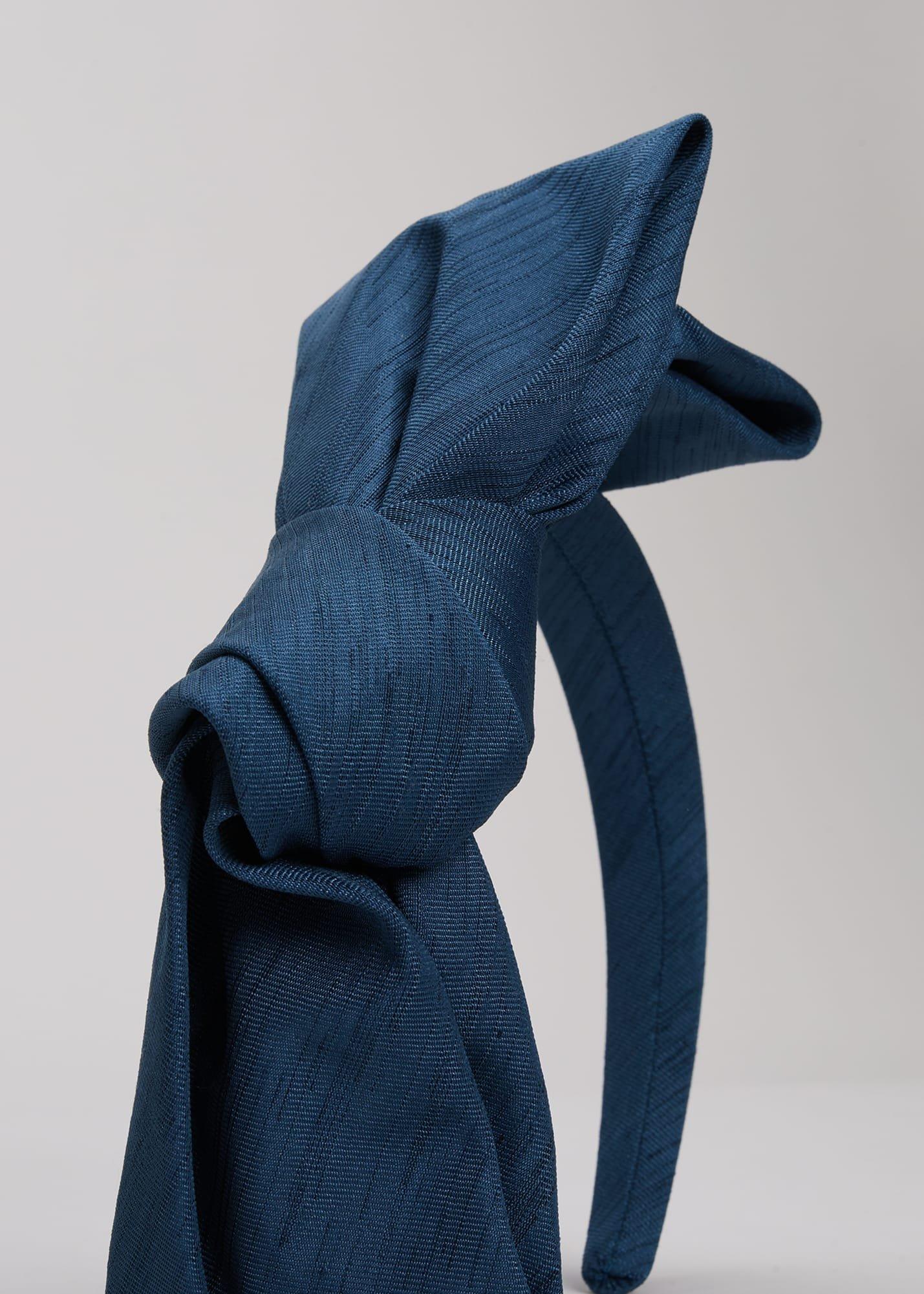 Blue Silk Bow Headband