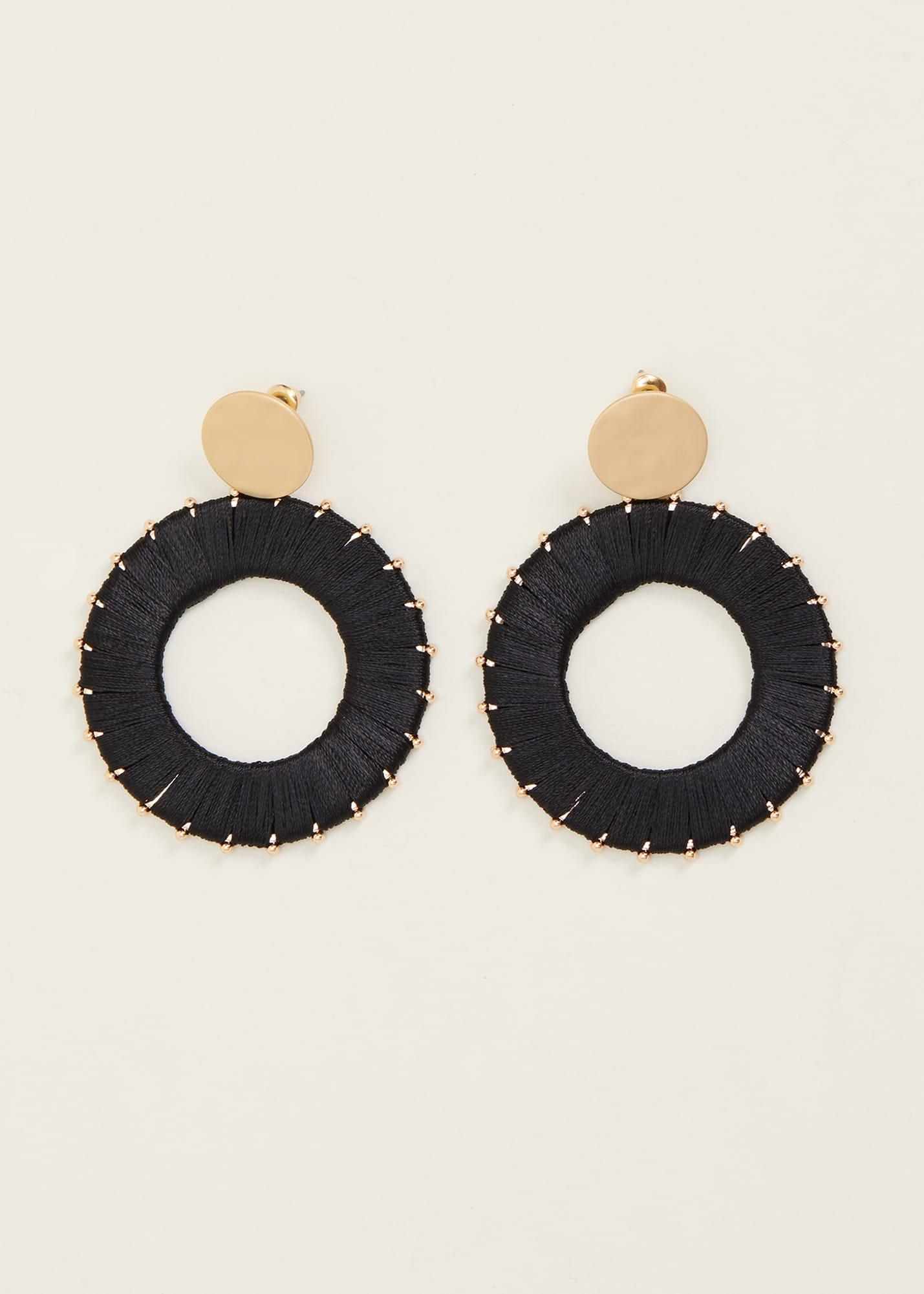 Threaded Circle Drop Earrings