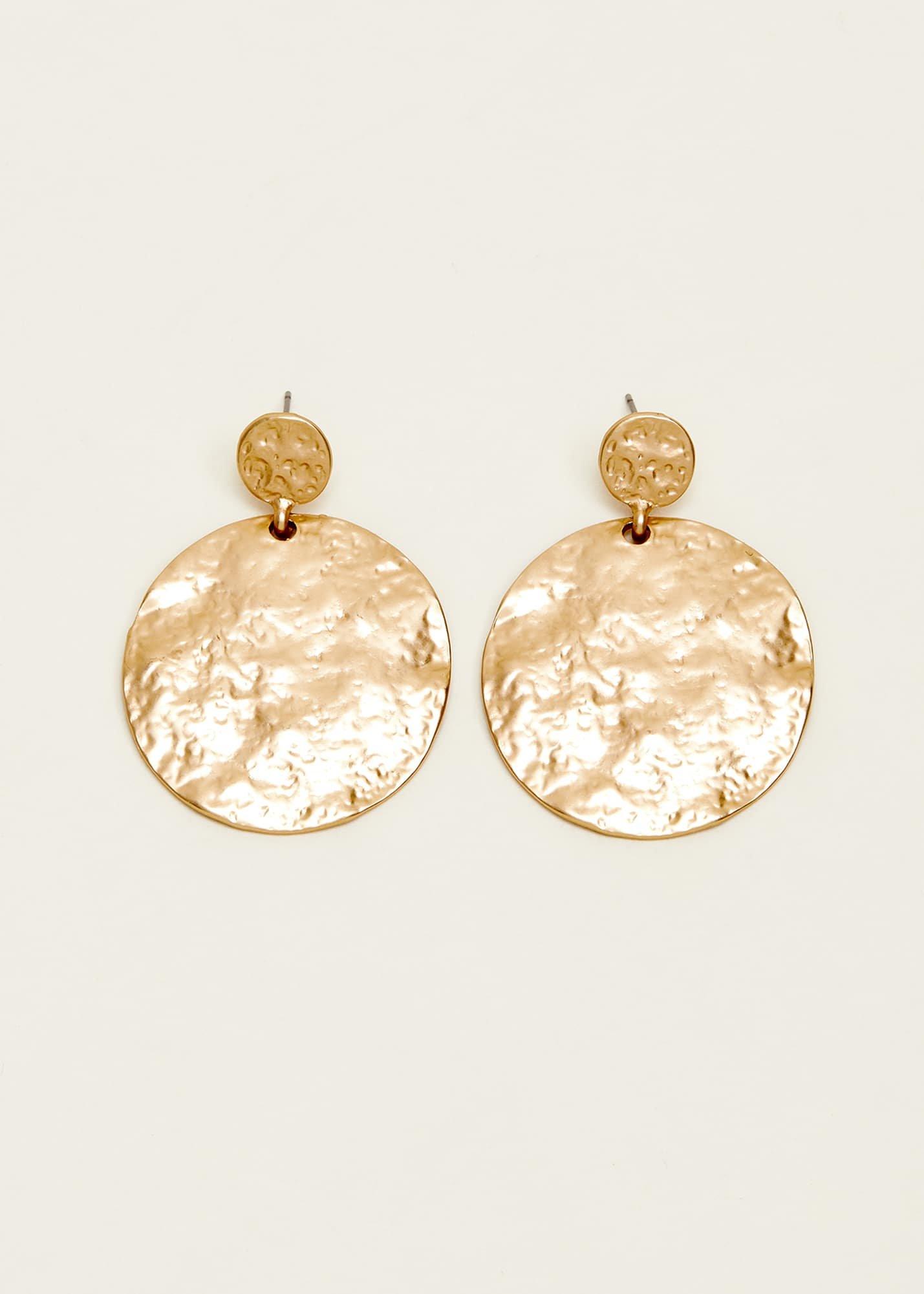 Gold Circle Drop Earrings