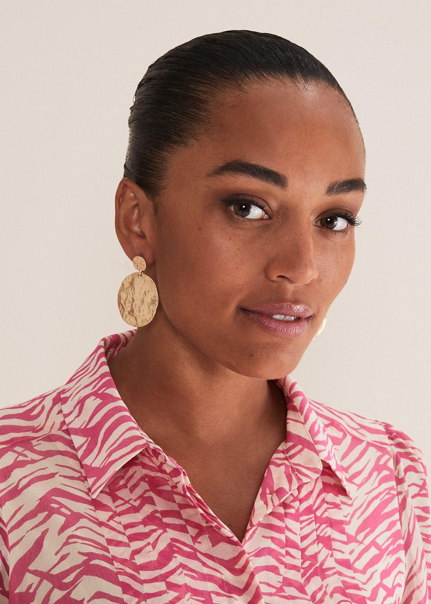 Gold Circle Drop Earrings