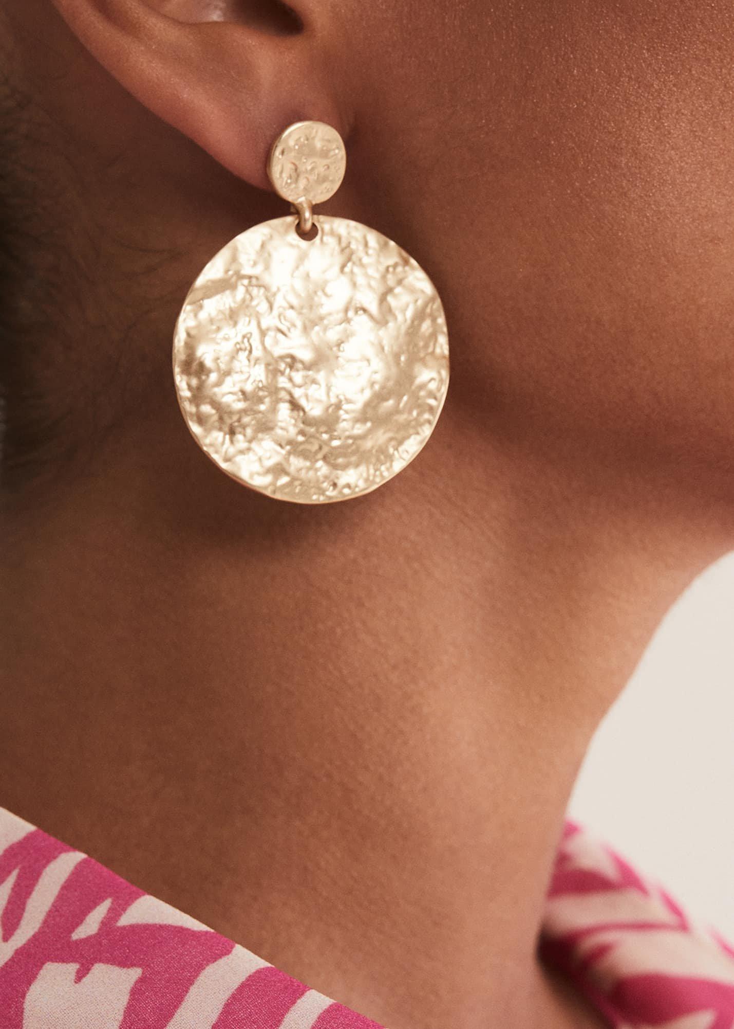 Gold Circle Drop Earrings
