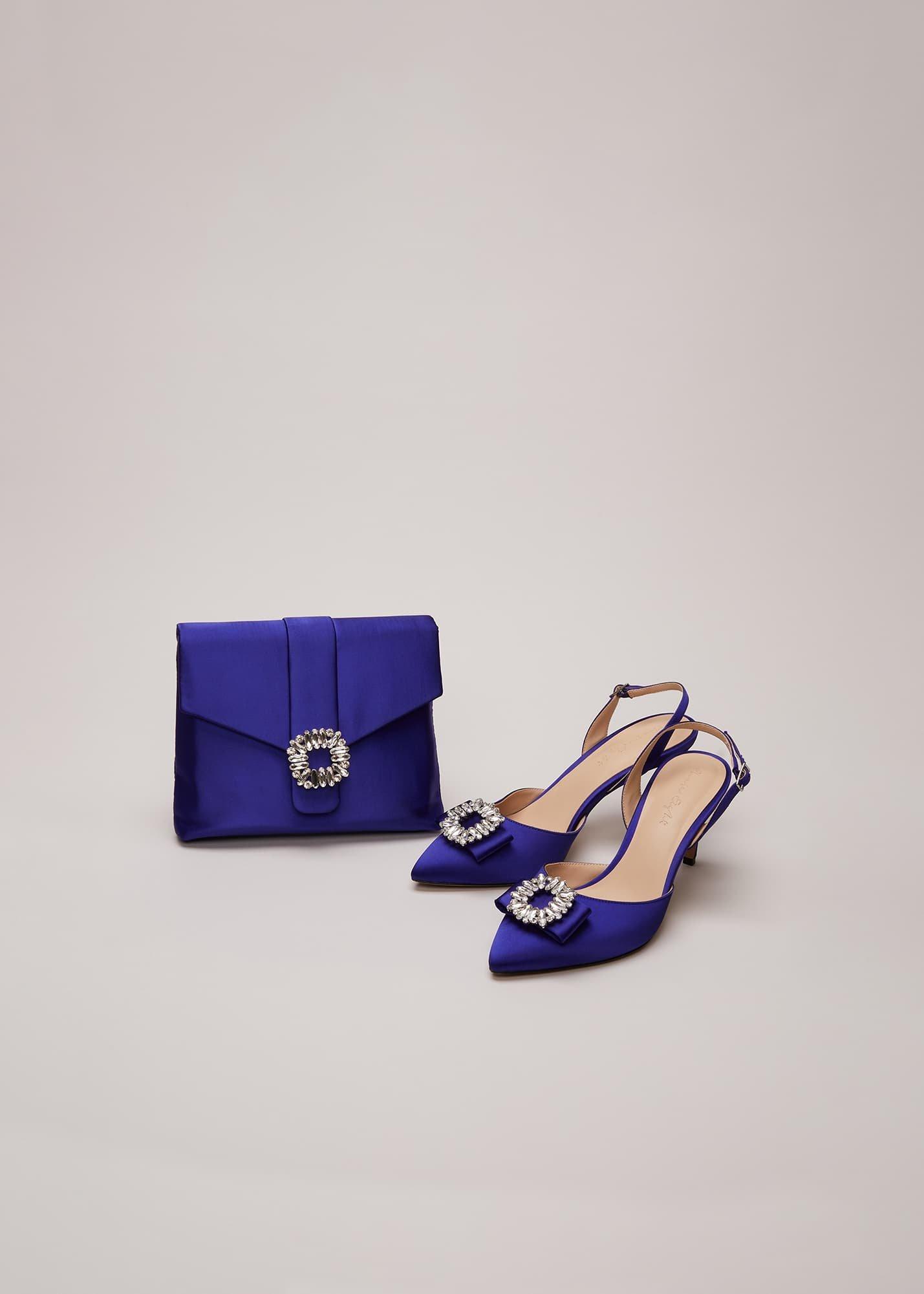 Blue Satin Clutch Bag