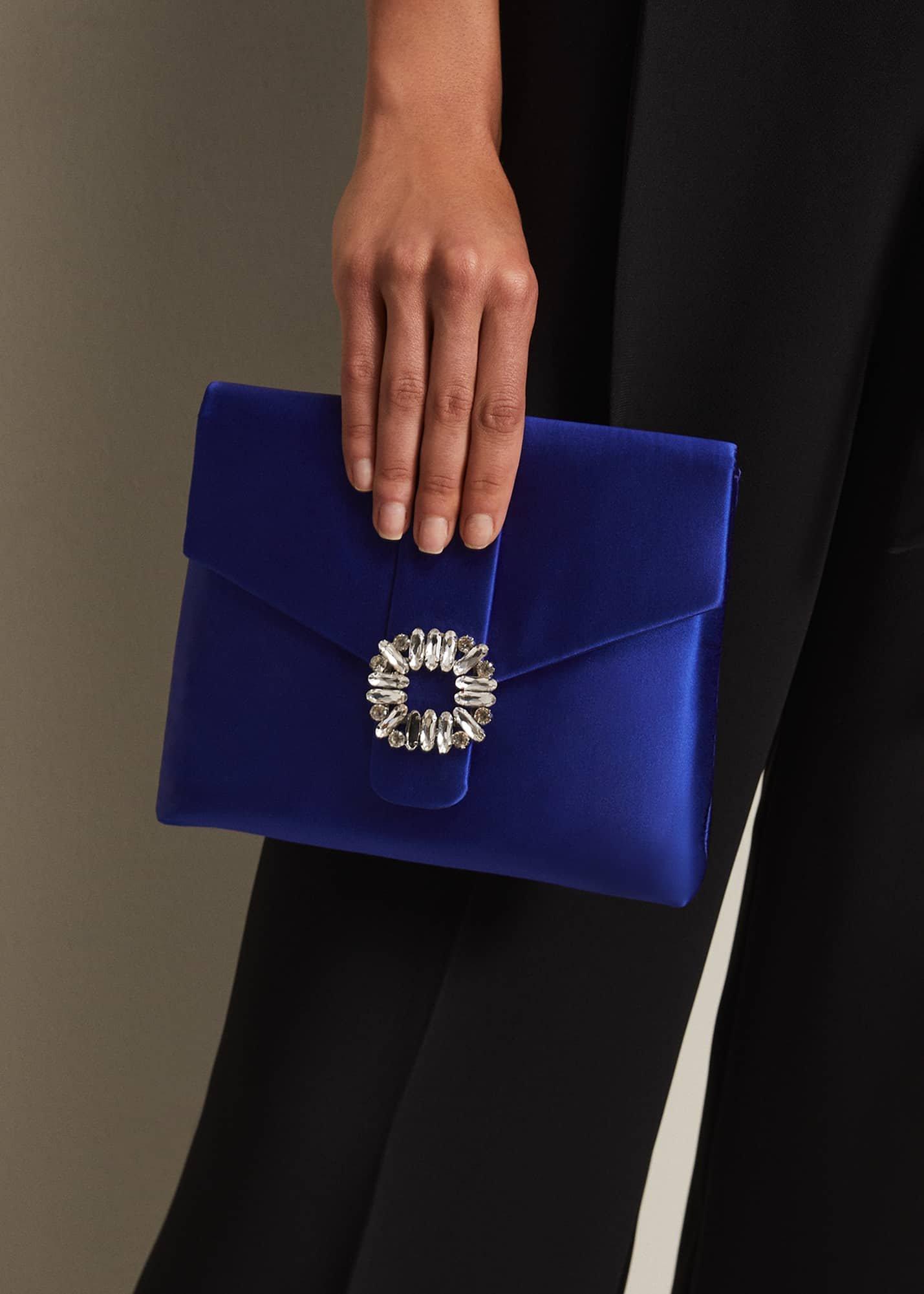 Blue Satin Clutch Bag