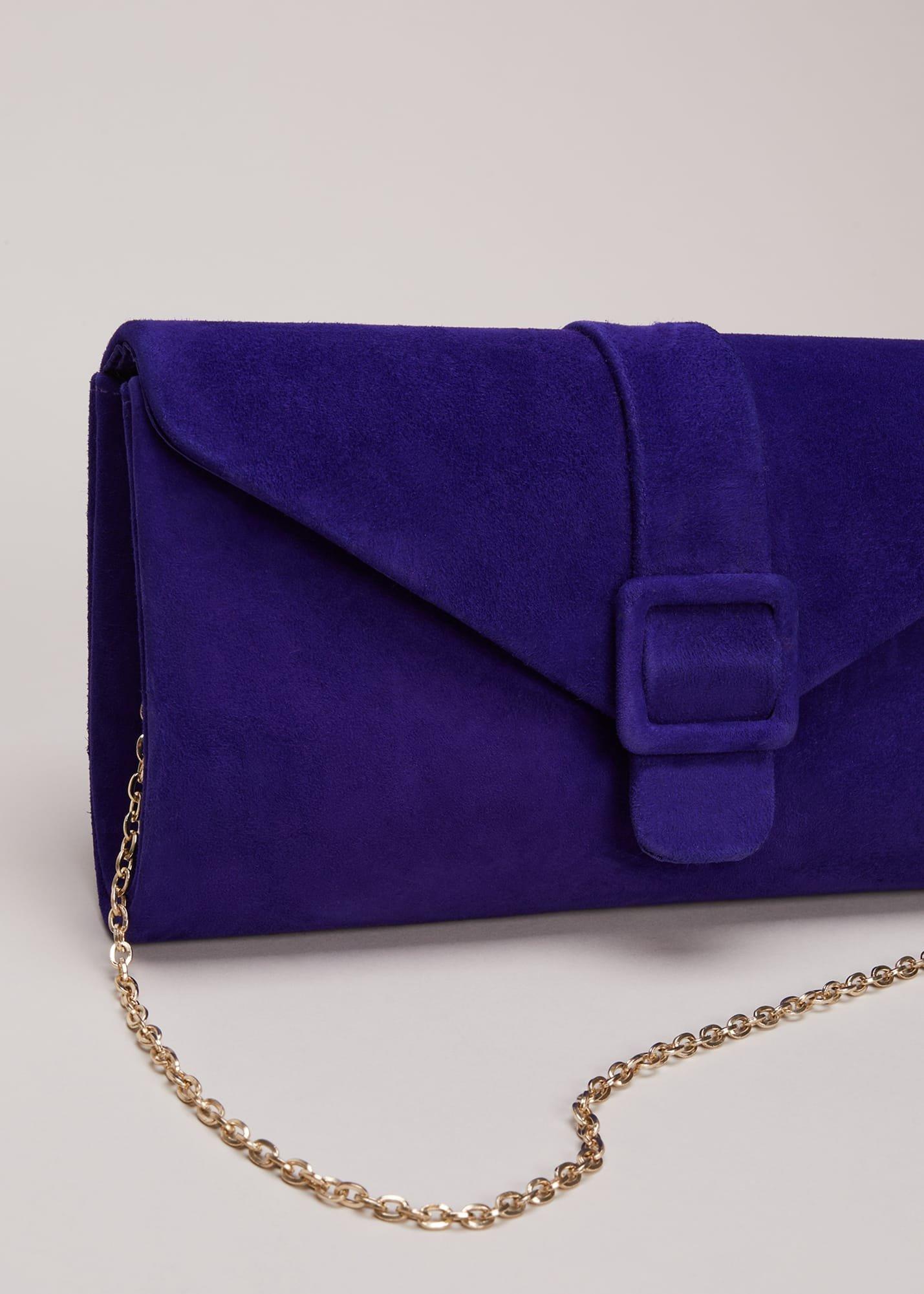 Blue Suede Clutch Bag