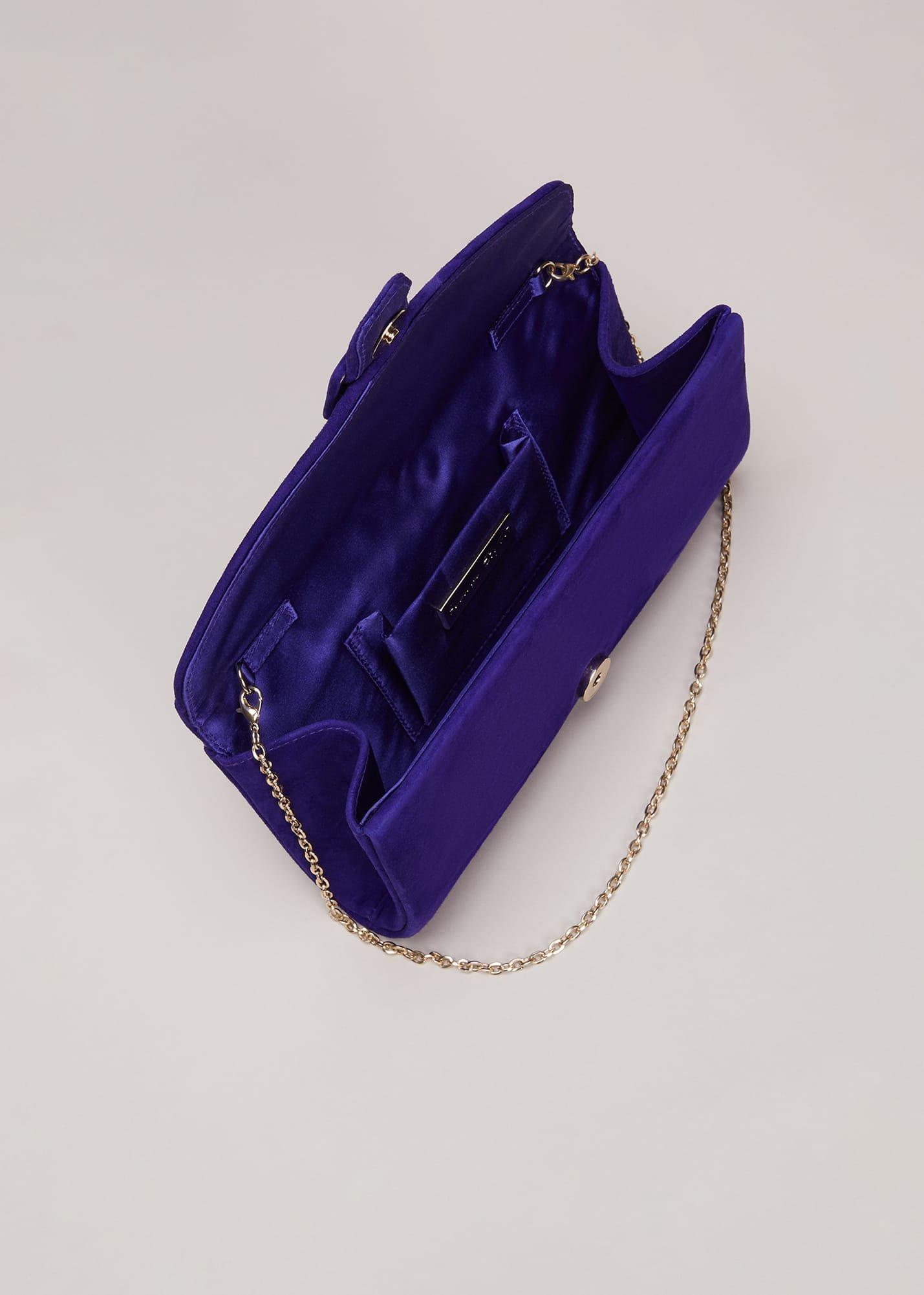 Blue Suede Clutch Bag