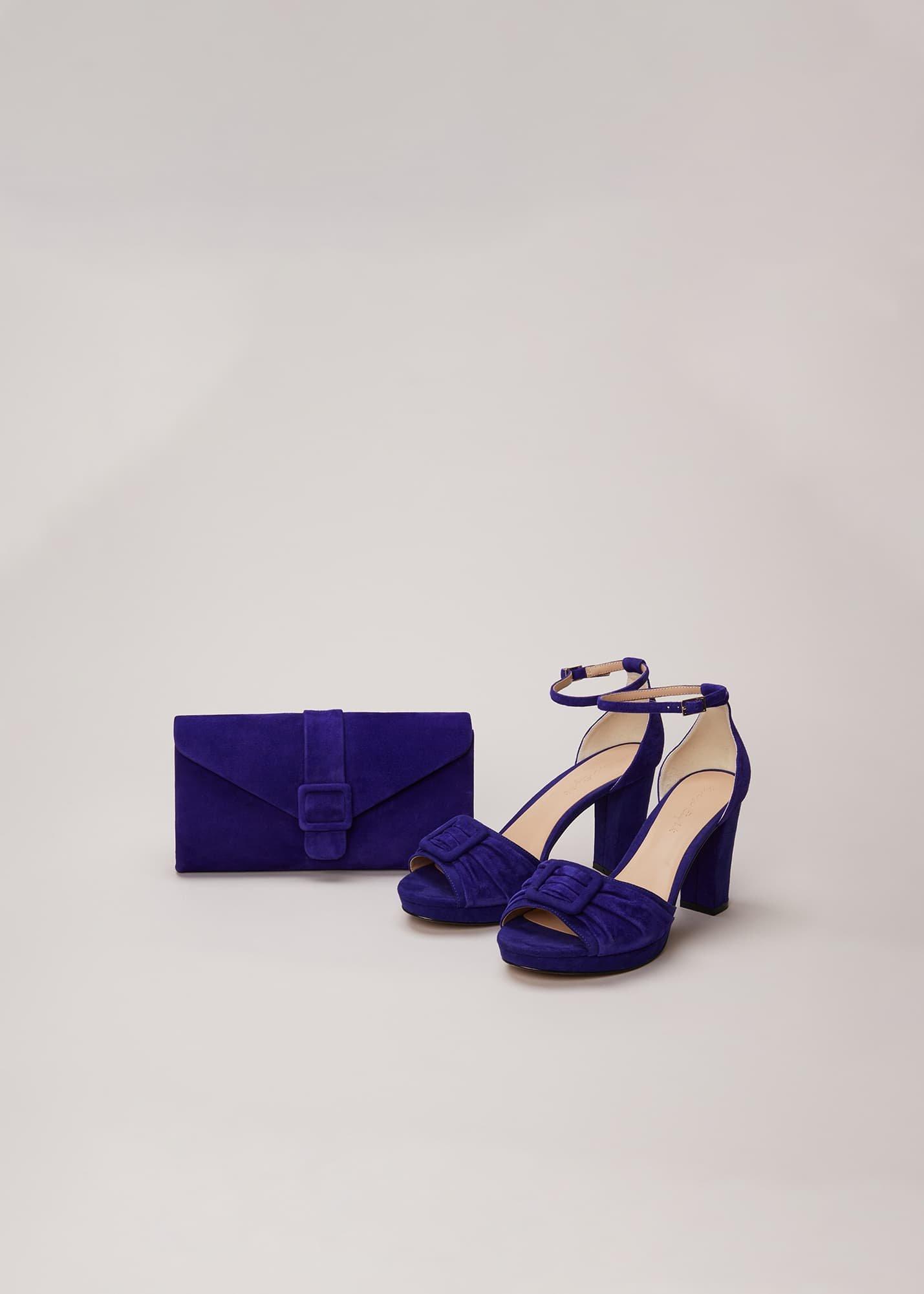 Blue Suede Clutch Bag