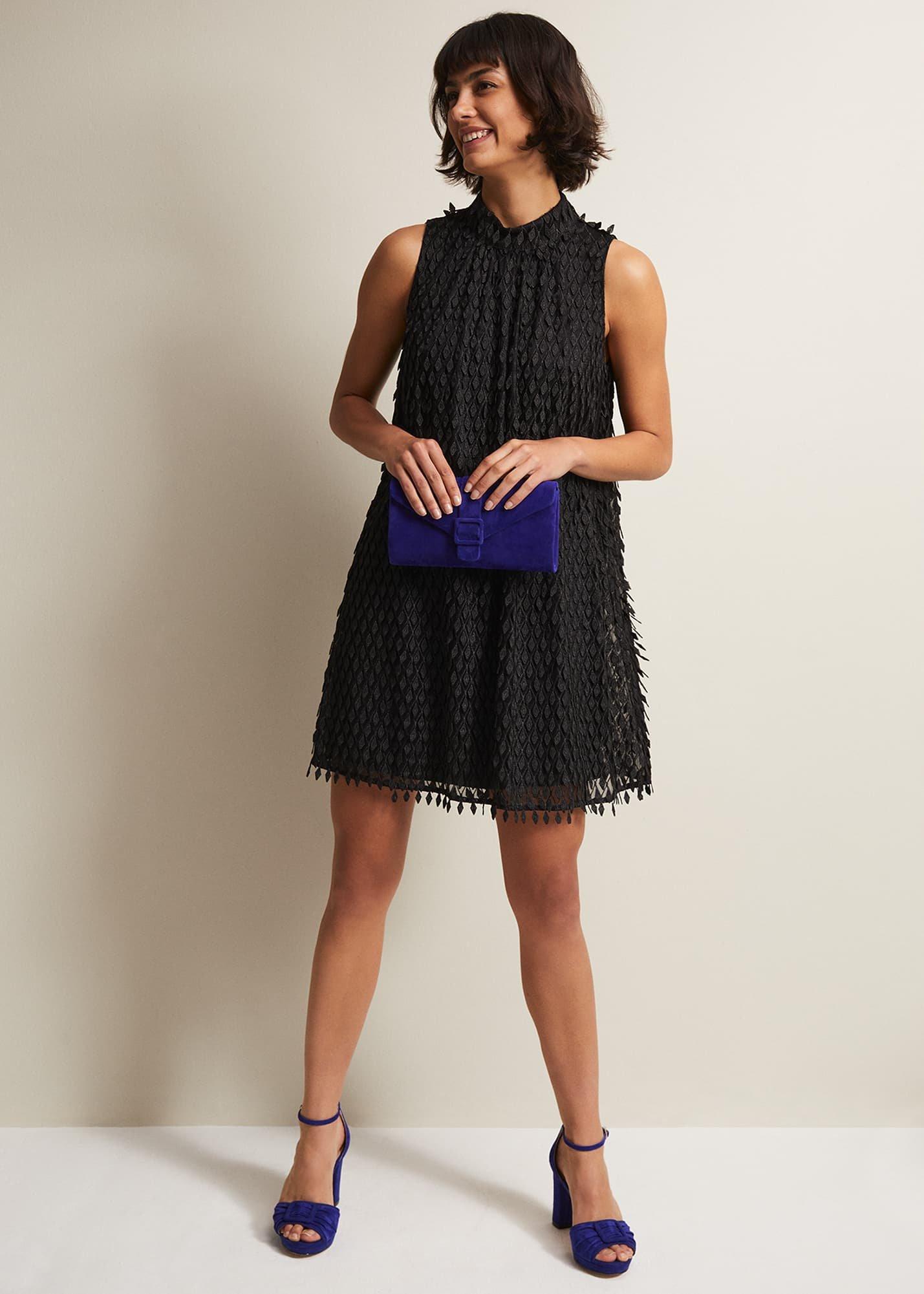 Blue Suede Clutch Bag