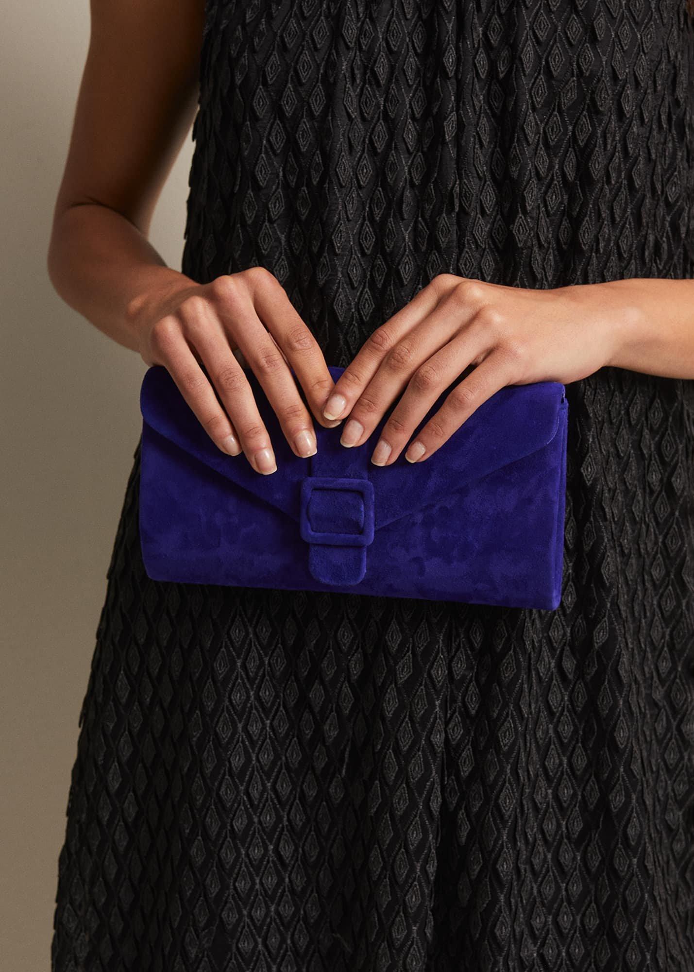 Blue Suede Clutch Bag