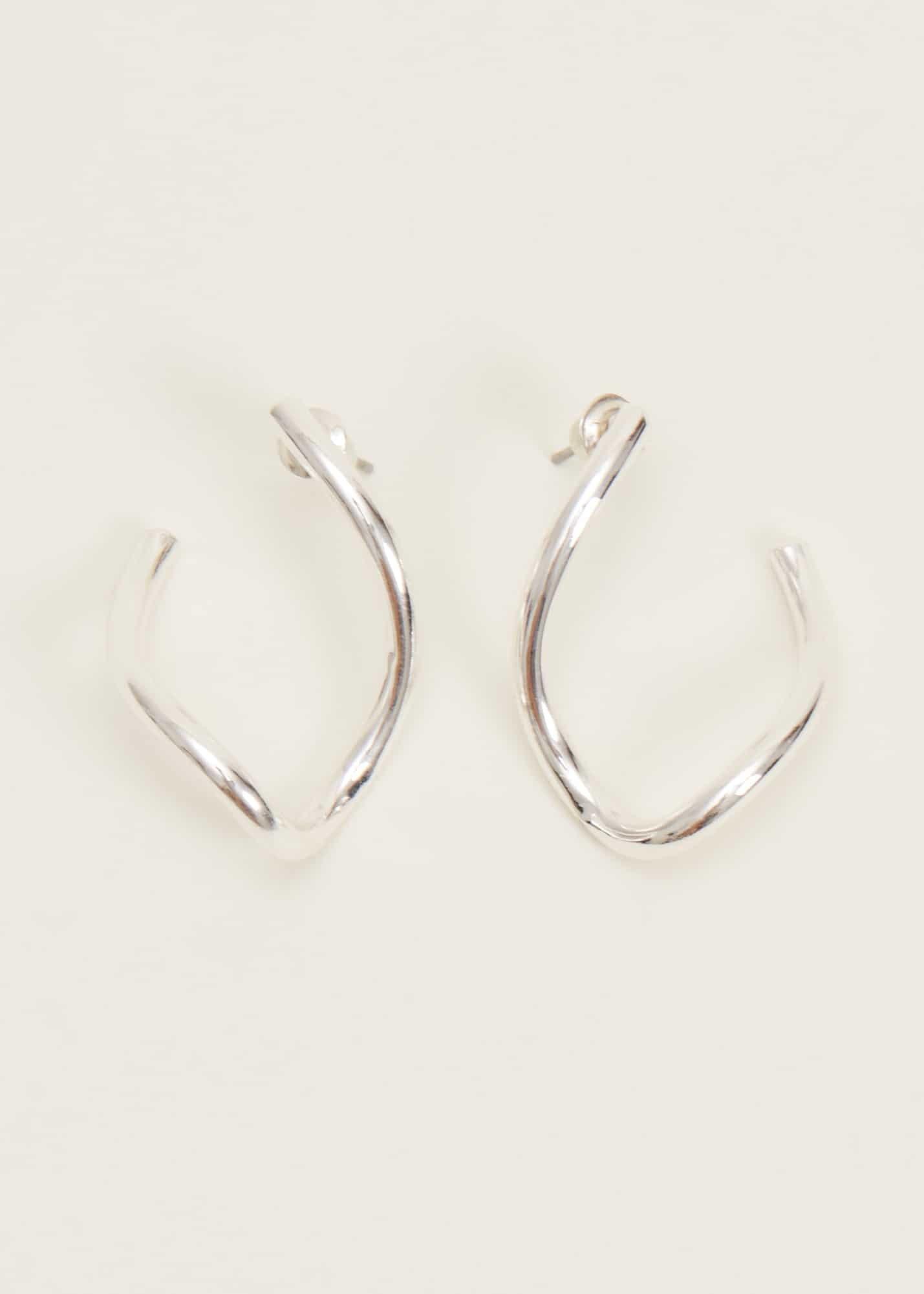 Large Silver Twist Drop Earrings
