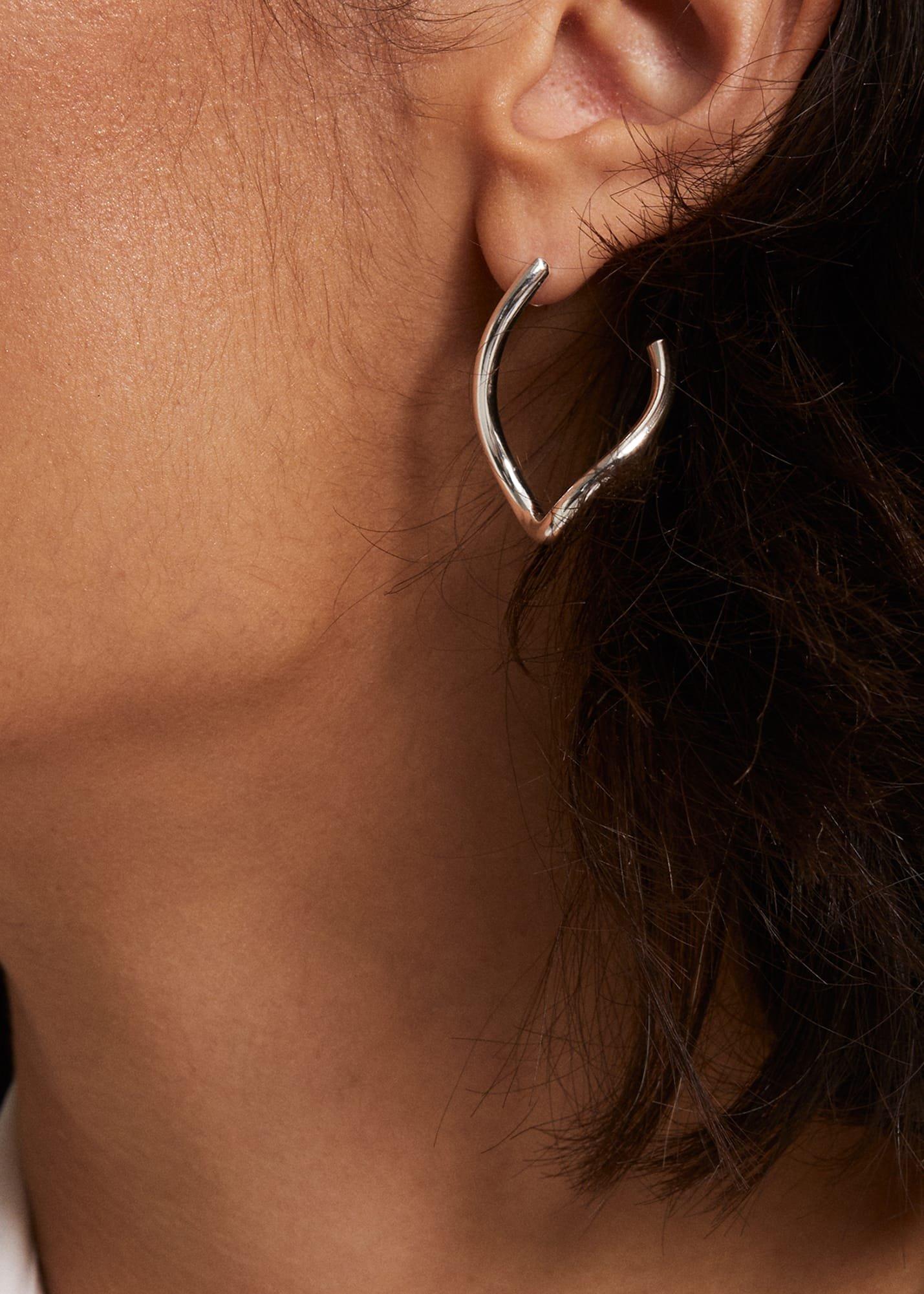 Large Silver Twist Drop Earrings