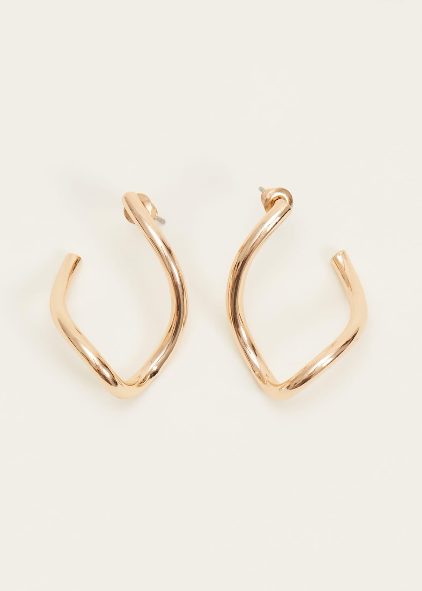 Large Gold Twist Drop Earrings