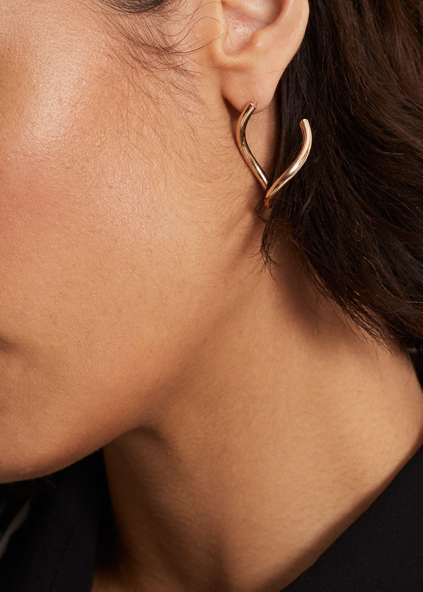 Large Gold Twist Drop Earrings