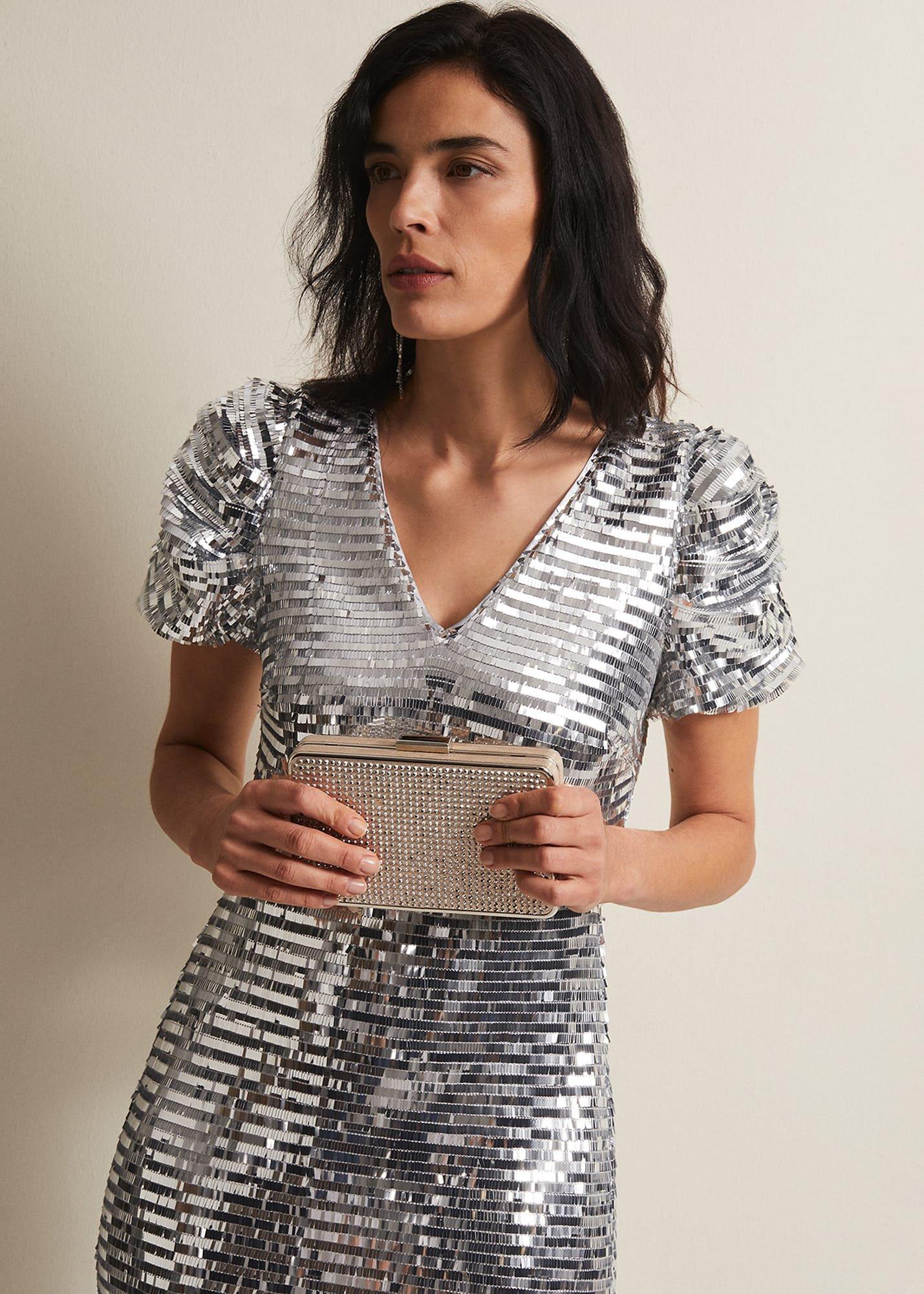 Silver Sparkly Clutch Bag
