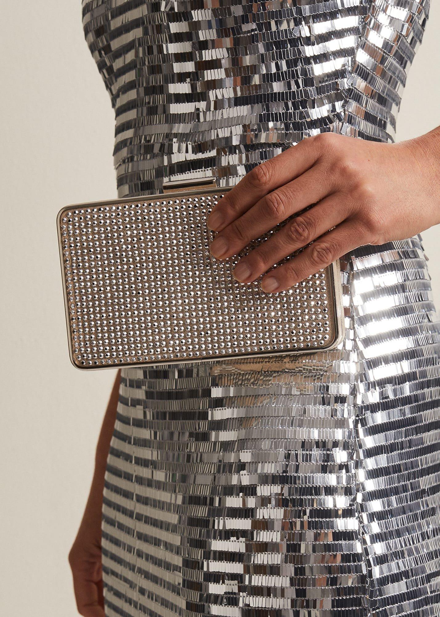 Silver Sparkly Clutch Bag